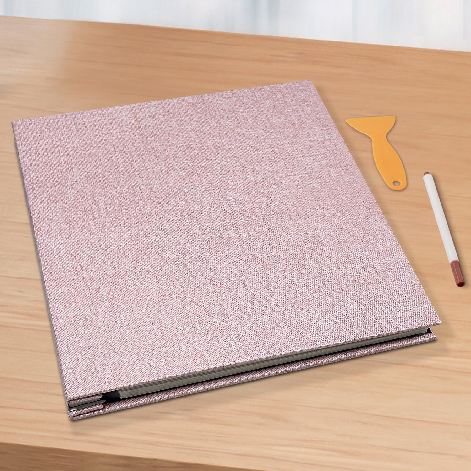 Álbum de fotos con capacidad para fotos de 4 x 6, 5 x 7 y 8 x 10 pulgadas, páginas autoadhesivas para bebés, bodas, viajes y recuerdos familiares, incluye bolígrafo metálico y raspador/libro de