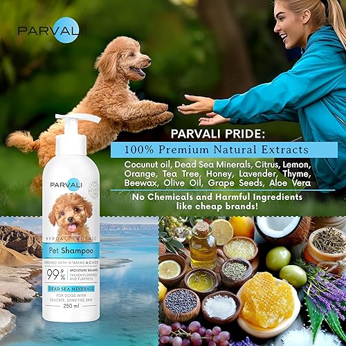 Miniatura 41 de Champú natural para mascotas White Glamour del Mar Muerto (8.5 fl oz, 8.45 fl oz). Blanqueamiento suave para razas de pieles blancas. Fórmula sedosa