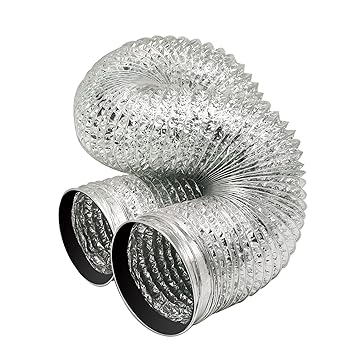 6inch 150mm Aluminum Foil Air Ducting Dryer Vent Flexible Tube Air Duct Hose for Rang Hood, Grow Room, HVAC Ventilation (Silver 6