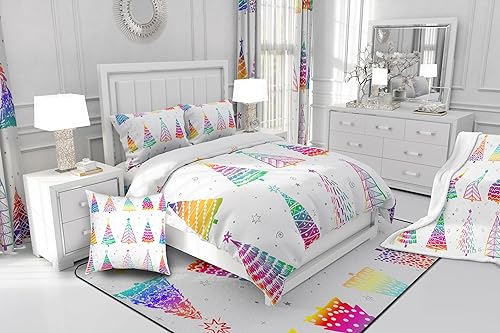 Miniatura 5 de Erosebridal Funda de edredón de árbol de Navidad, decoración de Navidad en acuarela, juego de ropa de cama de Navidad, regalo de arcoíris para