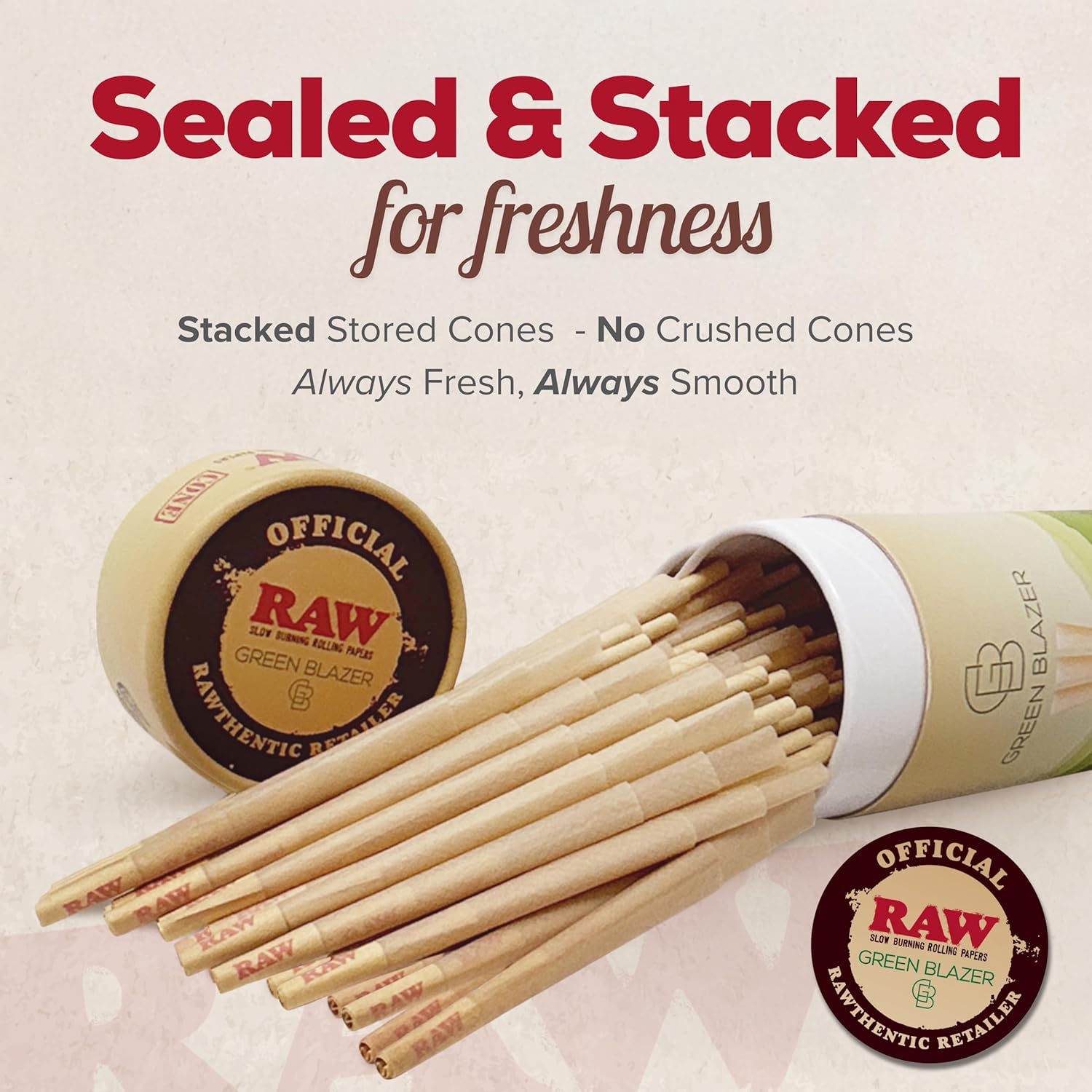 RAW Pre Rolled Cones - Single Size Dogwalker 70/30 (70mm) - 100 Pack - Mini RAW Cones with Tips for Smoking - Slow-Burning Classic Rolling Paper