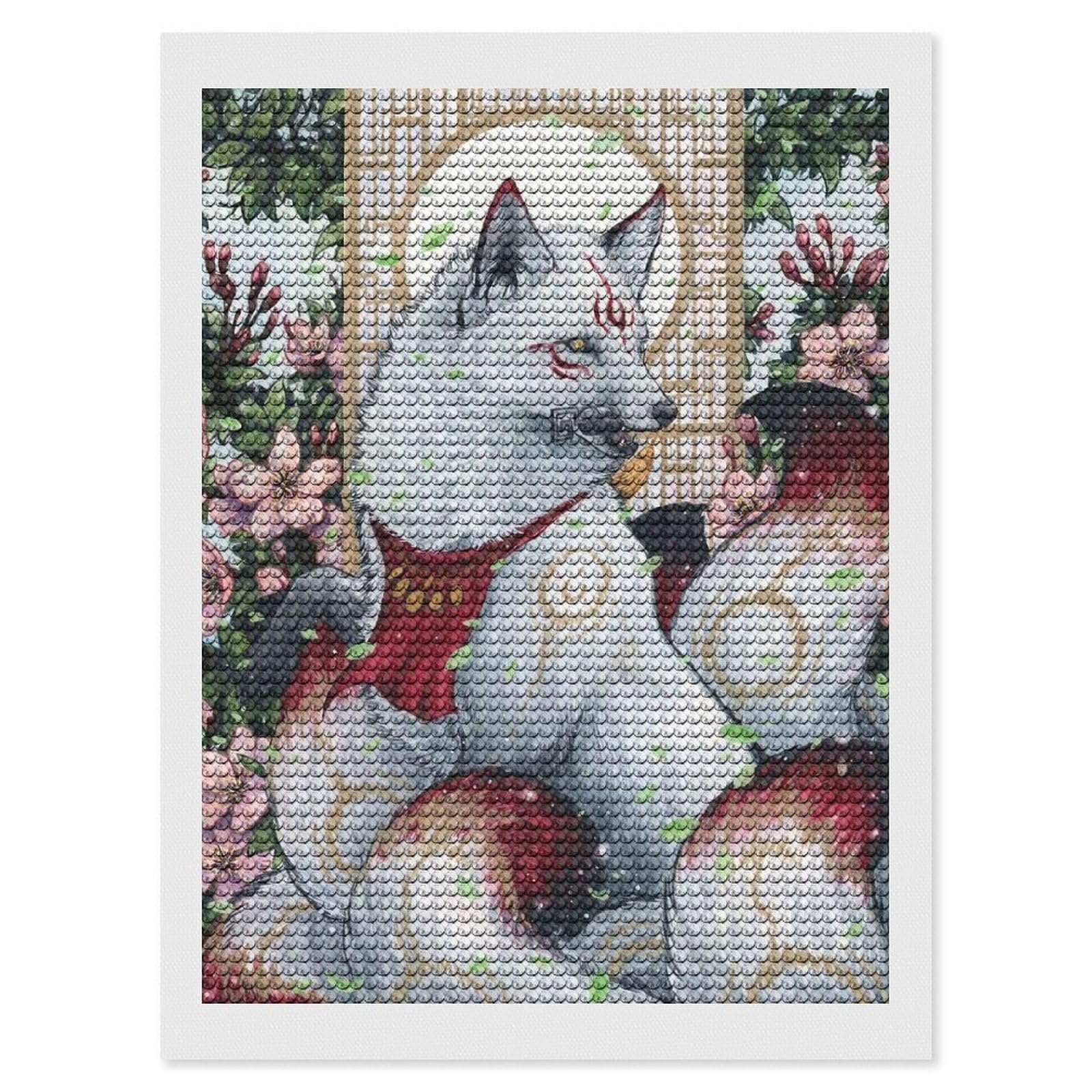 Junmoney Inaris Kitsune Diamond Art Canvas 12"x16", Easy Handmade Project, Complete Accessories, Bedroom Decor, Birthday Gift