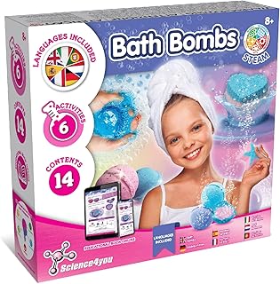 Science4you Make Your Own Bath Bombs Kids +8 Years Old-Educational Science Kits: 6 Scientific Experiments, Stem Toys, Creative Gift Set for Girls Ages 8 9 10