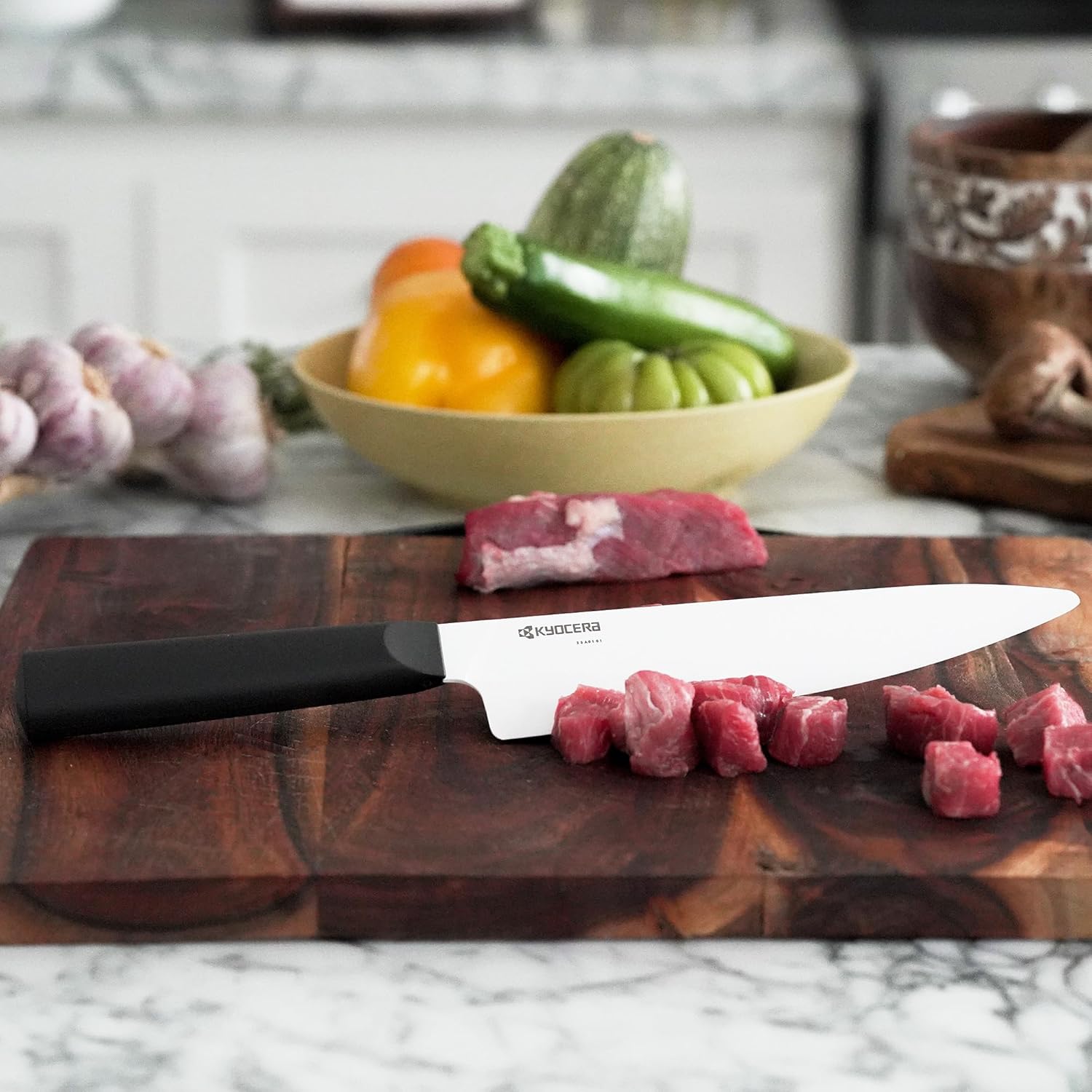 Kyocera INNOVATIONwhite 7" Ceramic Chefs Knife - White Z212 Blade with Non-Slip Black Handle