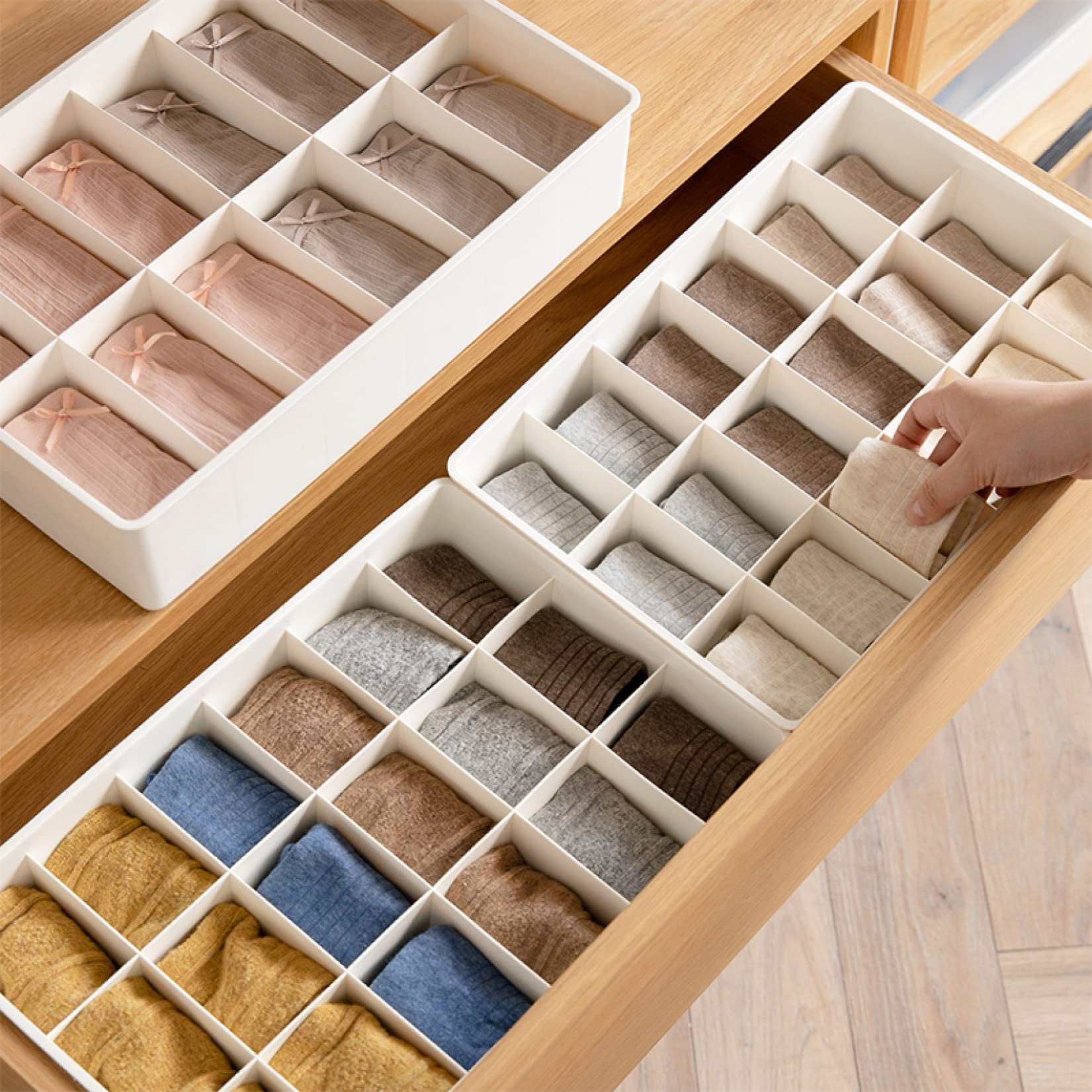 Amazon｜MJKQ9 収納ケース 蓋なし プラスチック製 仕切りボックス 下着