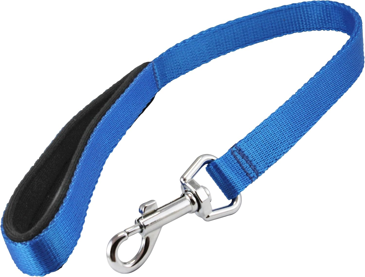 Short Dog Leash Padded Handle Wide Nylon Traffic Lead 22" Long Blue (Large: 3/4" Wide)