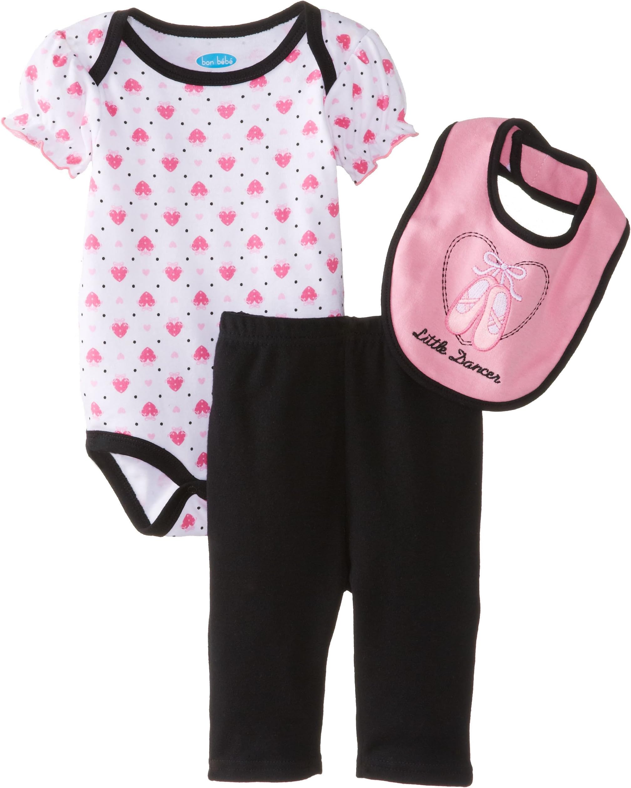 Bon Bebe Baby-Girls Newborn Little Dancer Bib Bodysuit and Legging Set