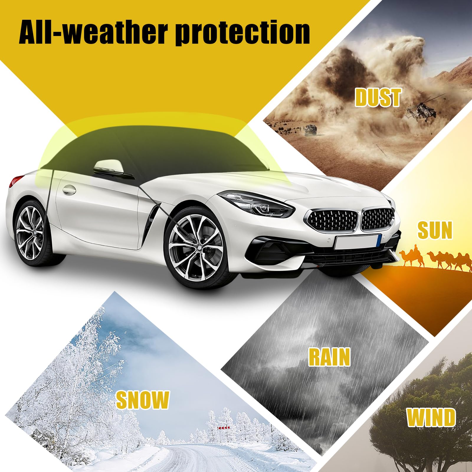 Autoabdeckung Halbgarage Wasserdicht Ersatz für BMW Z3/Z4, Wasserdicht Auto Abdeckung, Autohülle, für E85 2002–2008, PKW Abdeckplane Wetterfest, Halbe Garage mit Riemen, Faltgarage (für BMW Z4)