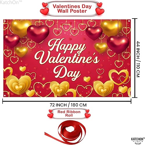 Miniatura 4 de KatchOn, Cartel de feliz día de San Valentín  XL, paquete de 12  Lindas gafas de San Valentín  Telón de fondo rojo de San Valentín para decoraciones