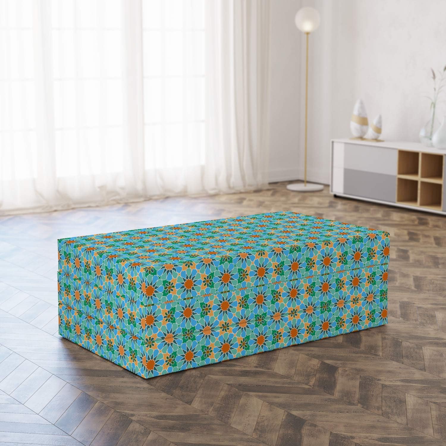 Super Deal Product Ambesonne Moroccan Foldable Mattress, Floral Starry Ornaments, 78.7 x 47.2, Teal Orange Authentic Crazy Deals Ambesonne Moroccan Foldable Mattress, Floral Starry Ornaments, 78.7 x 47.2, Teal Orange
