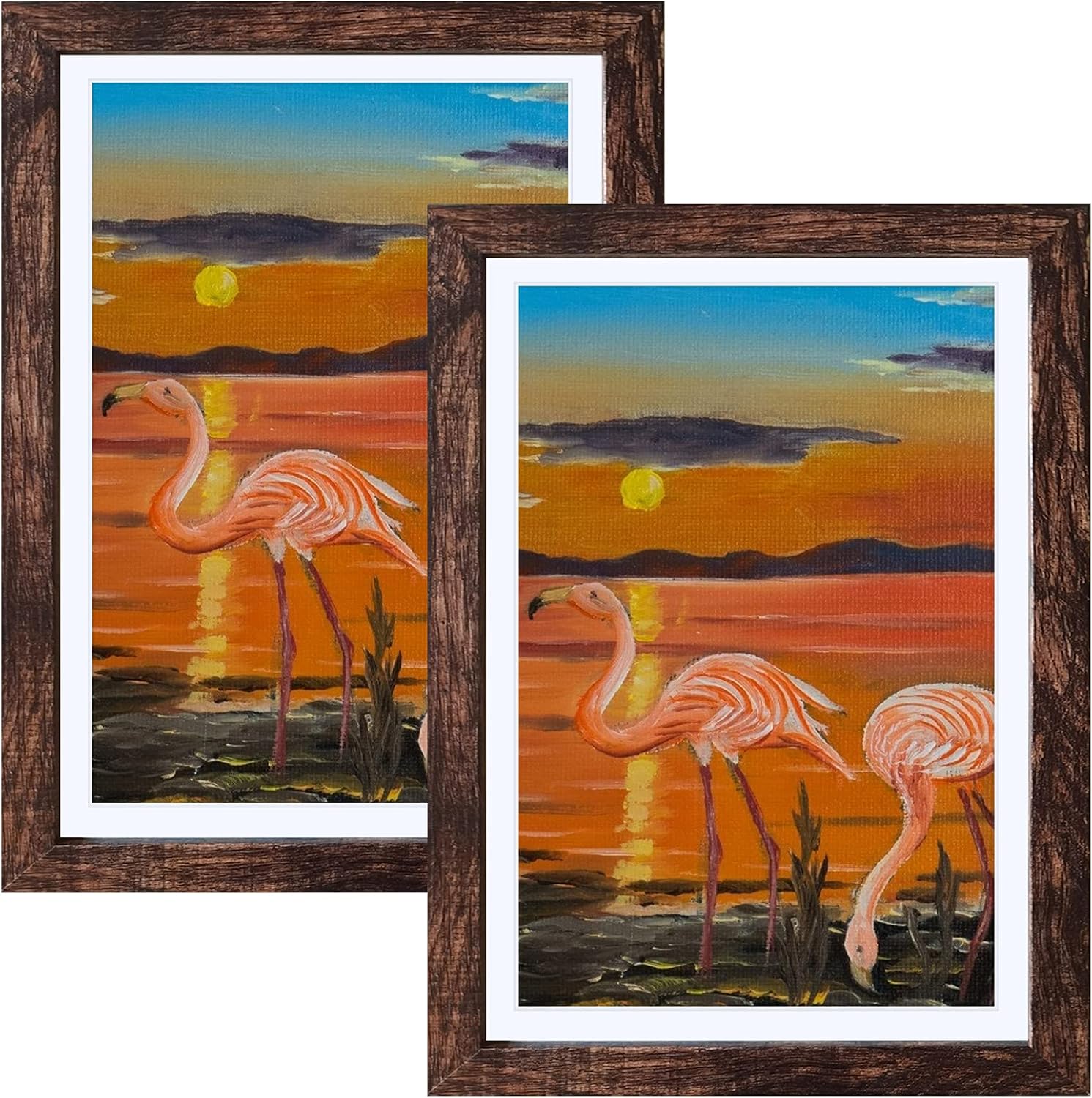 12x18 Picture Frames, Rustic Brown, Display Prints 11x17 with Mat or 12x18 Without Mat, Poster Frame Wall Hanging,2PCS