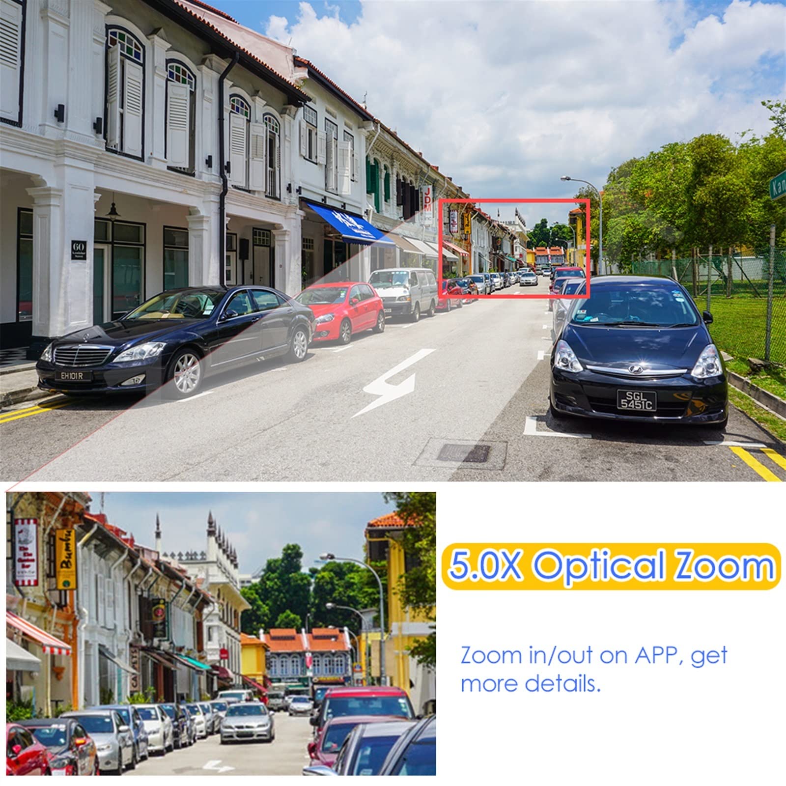 Telecamera Wifi Esterno, 4G SIM Card CCTV IP Camera Outdoor 5MP Videosorveglianza PTZ Telecamera di sicurezza Visione notturna a colori Smart Home Zoom ottico 5X ,Sicurezza, Antifurto(WiFi Version 5X