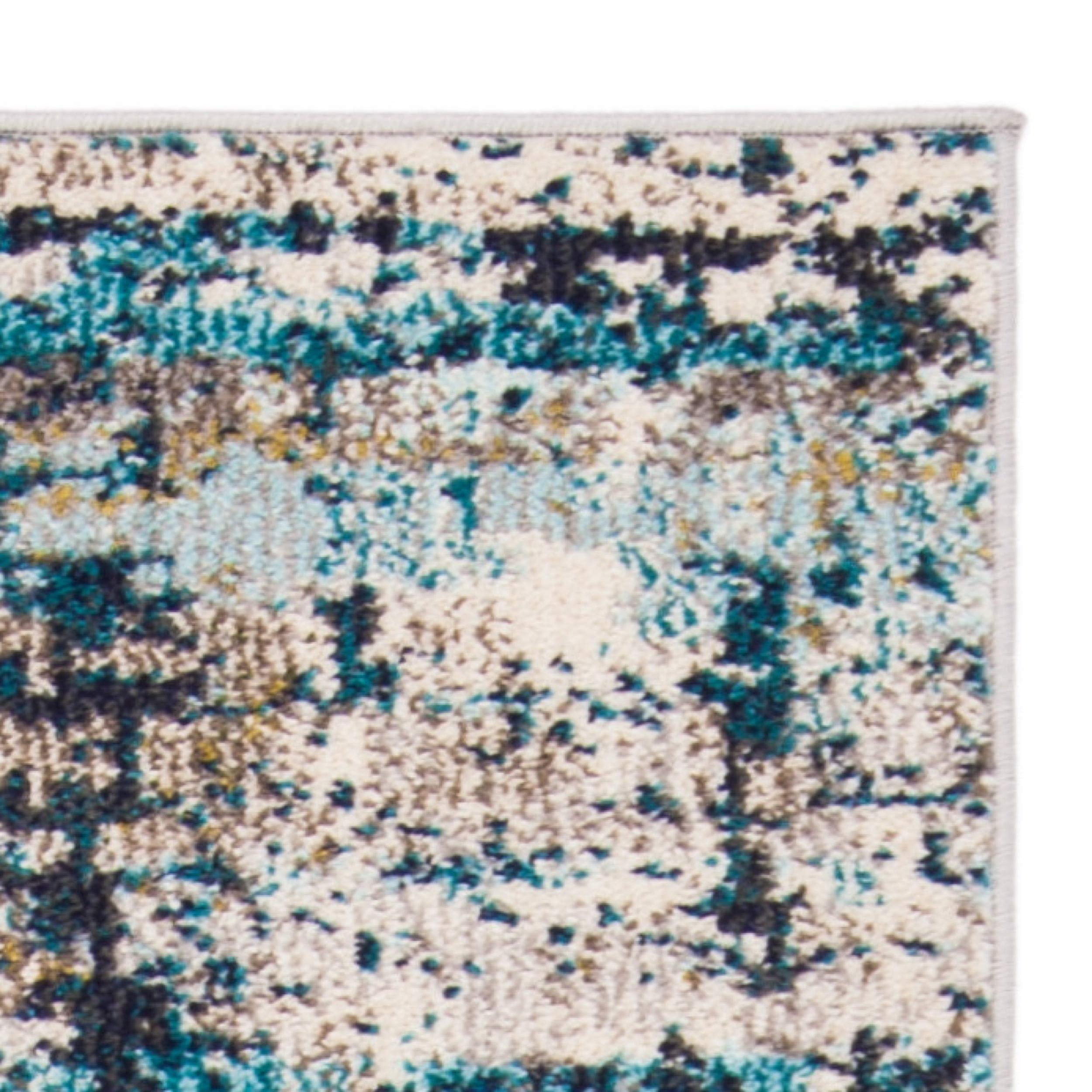 SAFAVIEH Tapis Contemporain pour Salon, Salle à Manger, Chambre à Coucher - Madison Collection, Tapis à Poil Court, Crème et Bleu, 122 X 183 cm
