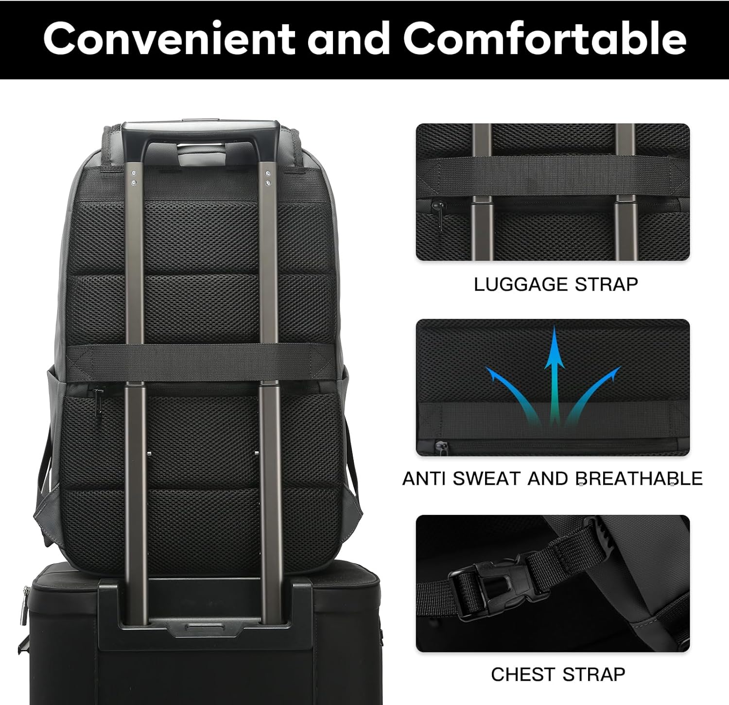 BANGE Business Smart Backpack for Men and Women,can holds 15.6 Inches Laptop Backpack, Waterproof Commute Work Travel Backpack, Flight Carry-On (gray) - Image 7