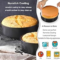 Vista 4 de 8 Inch Cake Pan Set of 3, Nonstick Baking Pans Set with 100PCS Pre-cut Parchment Paper for Layer Cakes, Durable Round Cake Pans Sets for Baking for