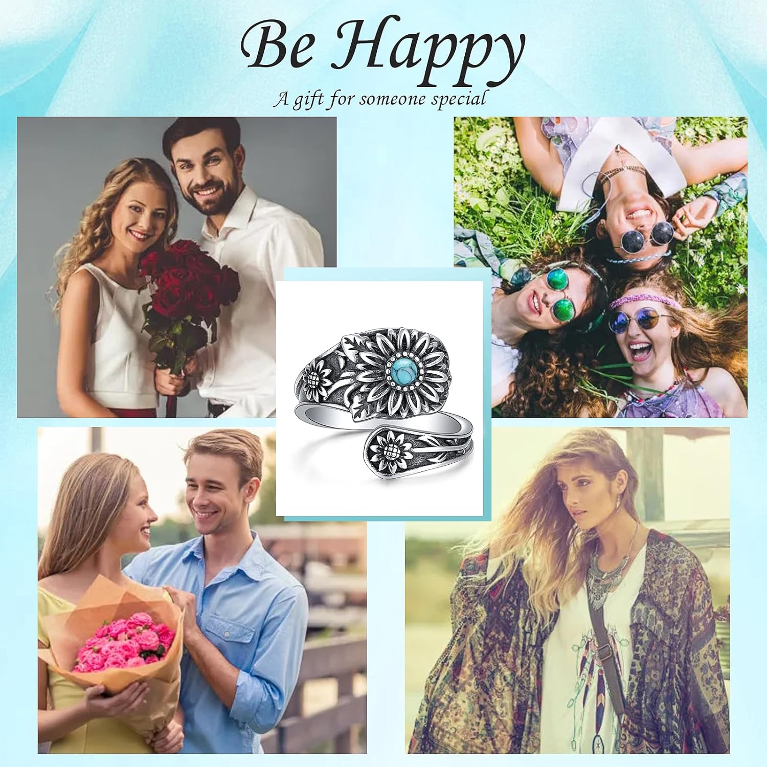 Yearace Spoon Ring for Women - Sterling Silver Victorian Vintage Oxidized Style Thumb Rings - Boho Statement Ring Jewelry Gifts - Image 8