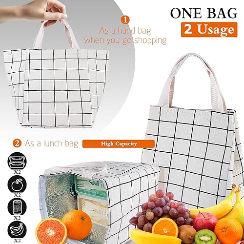 Miniatura 5 de Daixers Paquete de 3 loncheras aisladas para mujeres y hombres, bolsas reutilizables para el almuerzo para adultos, para el trabajo o los viajes