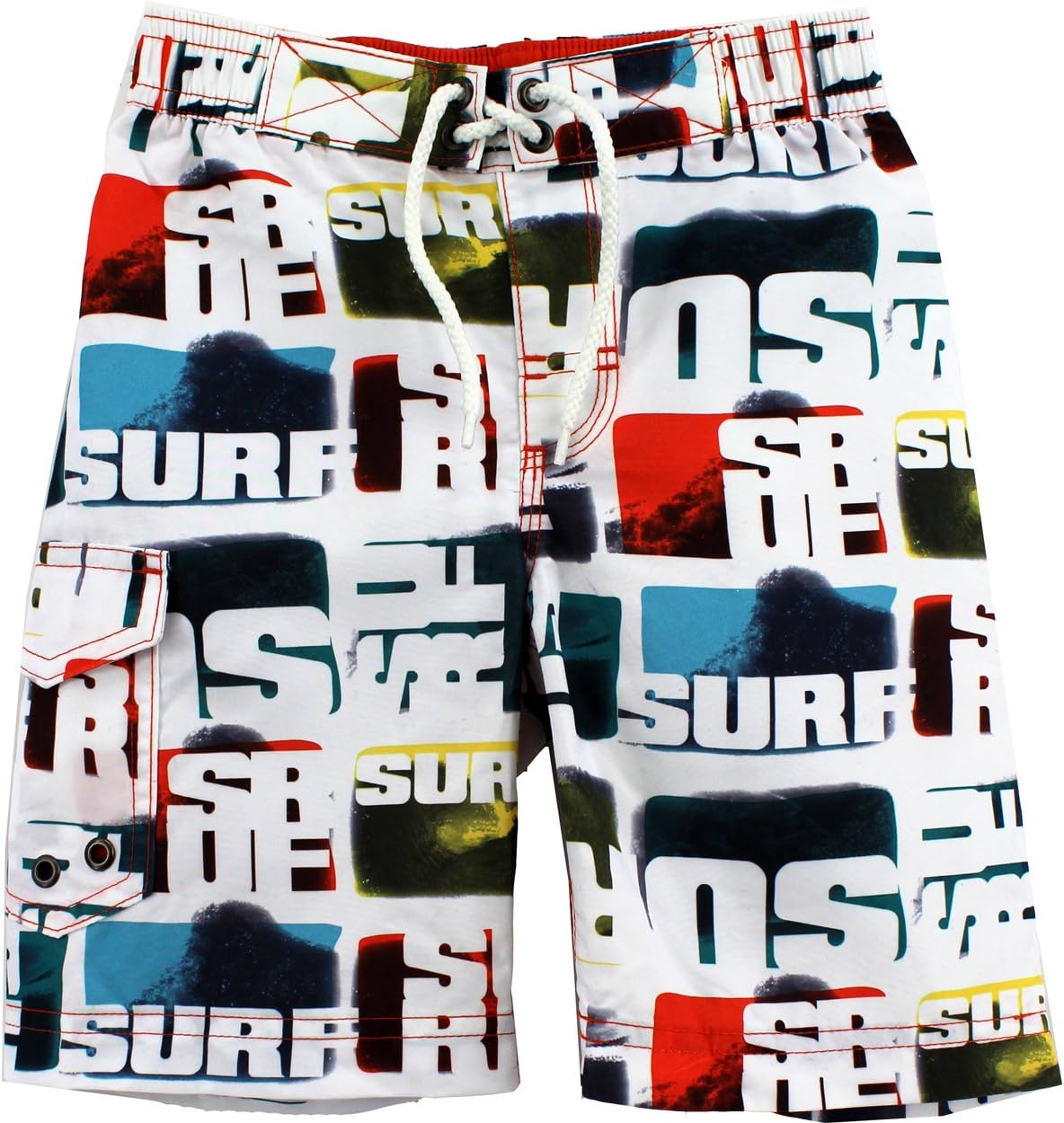 Boys Board Shorts 1206017B (White-Surf, 4)