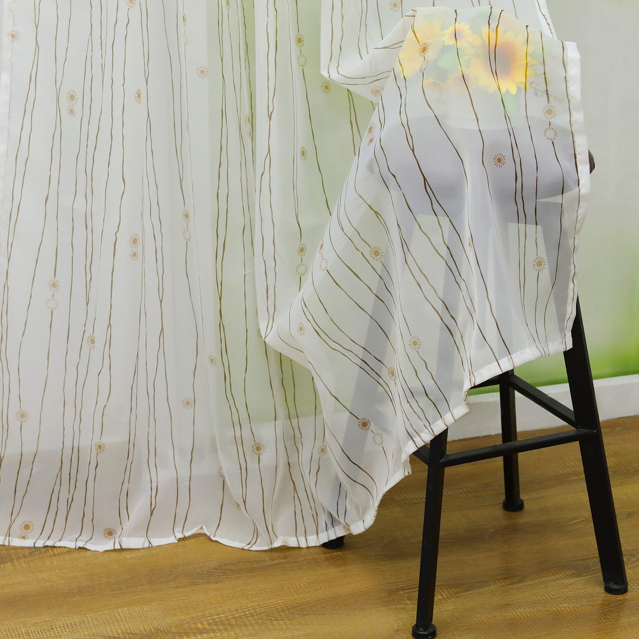 Yaland - Tenda a pacchetto in voile trasparente, con motivo floreale ricamato, 1 pezzo, Poliestere, Lilla, BxH 60x120