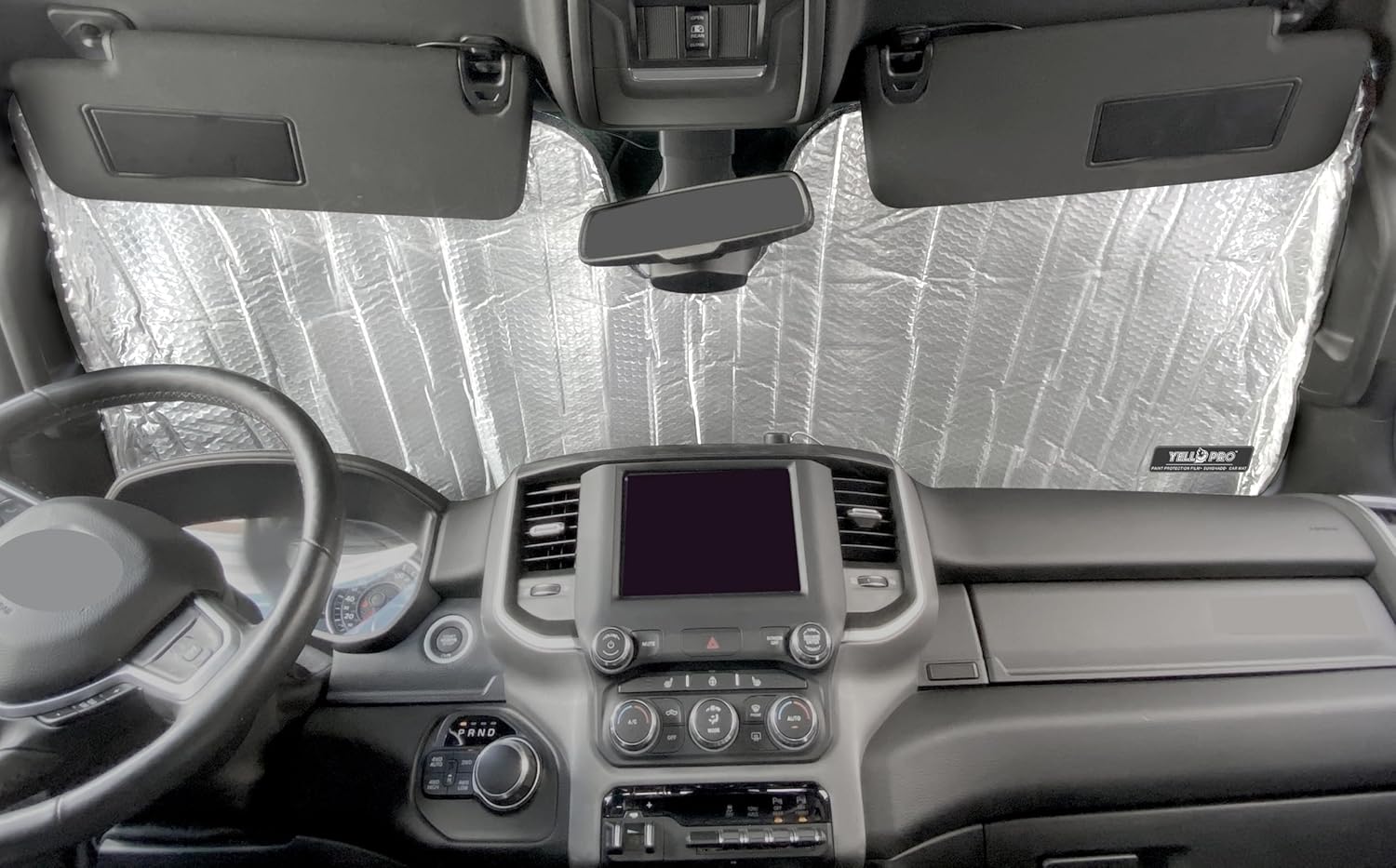 YelloPro Custom Fit Reflective Windshield Sunshade UV Reflector for 2019 2020 2021 2022 2023 2024 Dodge RAM 1500 (NOT for 2500 3500), 2Dr RegularCab, 4Dr QuadCab, CrewCab, MegaCab Pickup