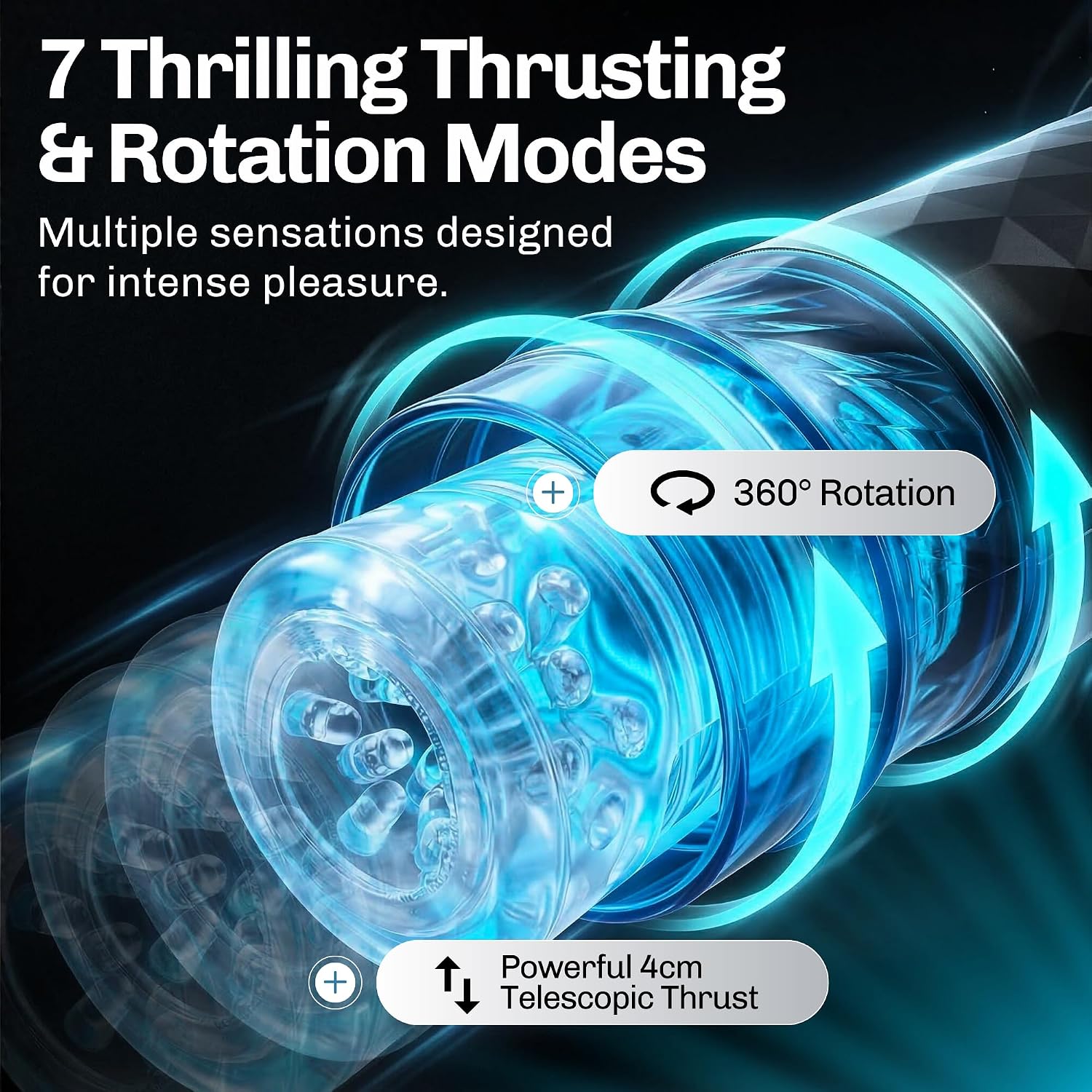Male Masturbator Pocket Pussy with 7 Rotating & Thrusting Modes – Sex Toys for Men, Hands-Free Male Masterbater with Mounting Base & Electric Thrusting Cup, Penis Pump Male Stroker - Adult Toys
