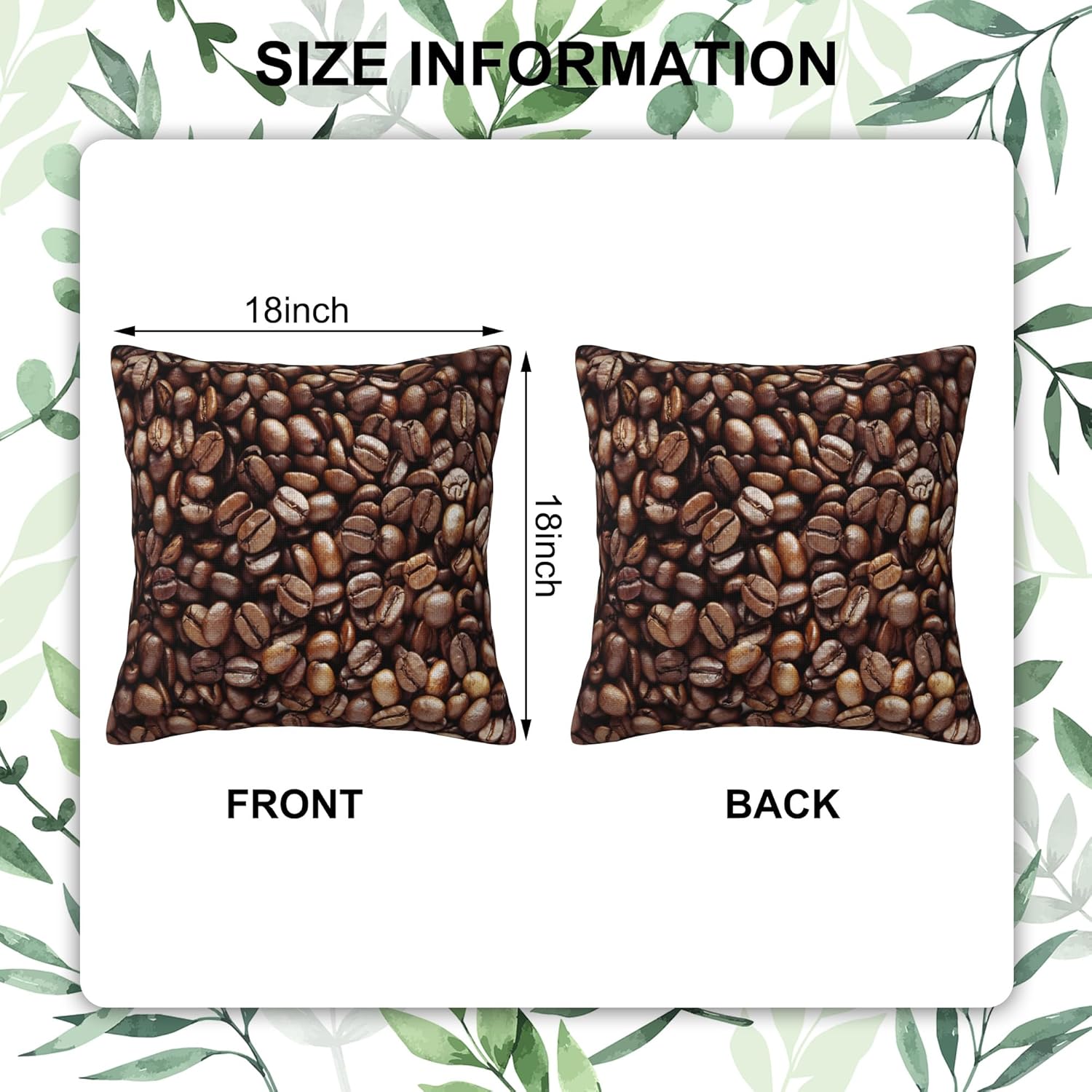 Throw Pillow Covers Coffee Beans Pillow Covers 18x18 Inch Set of 2 Throw Pillows Decorative Pillow Cases Cushion Covers for Bedroom Livingroom Sofa Farm House - Image 2