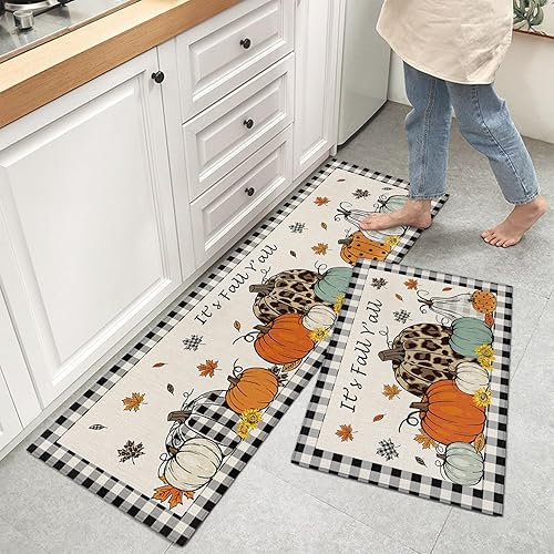 Miniatura 2 de Give Thanks Pumpkins - Tapetes de cocina antifatiga, tapetes de cocina antideslizantes y tapetes acolchados de pie para el hogar, fregadero,