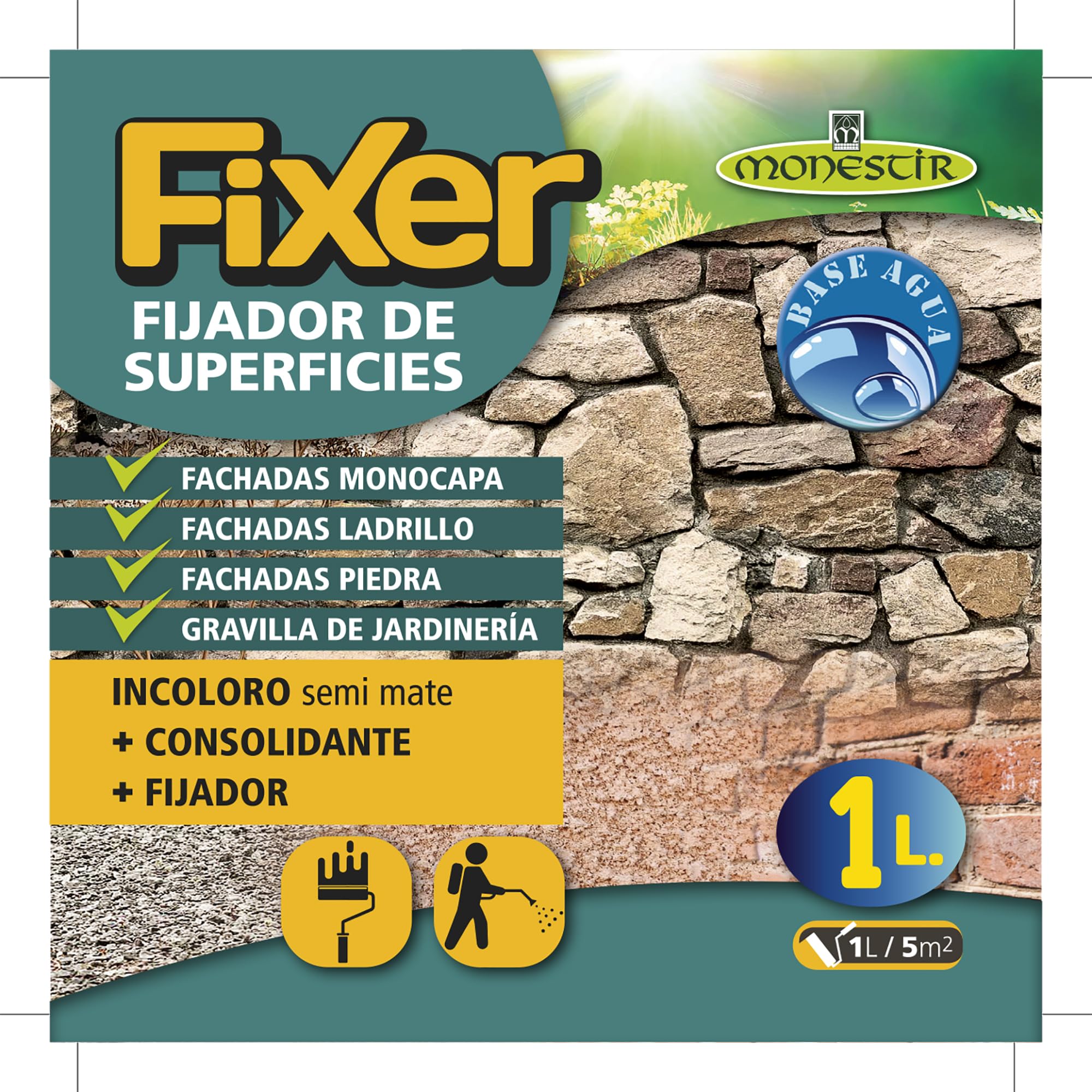 FIXER Fijador de Superfícies Incoloro Semi Mate 1L Monestir