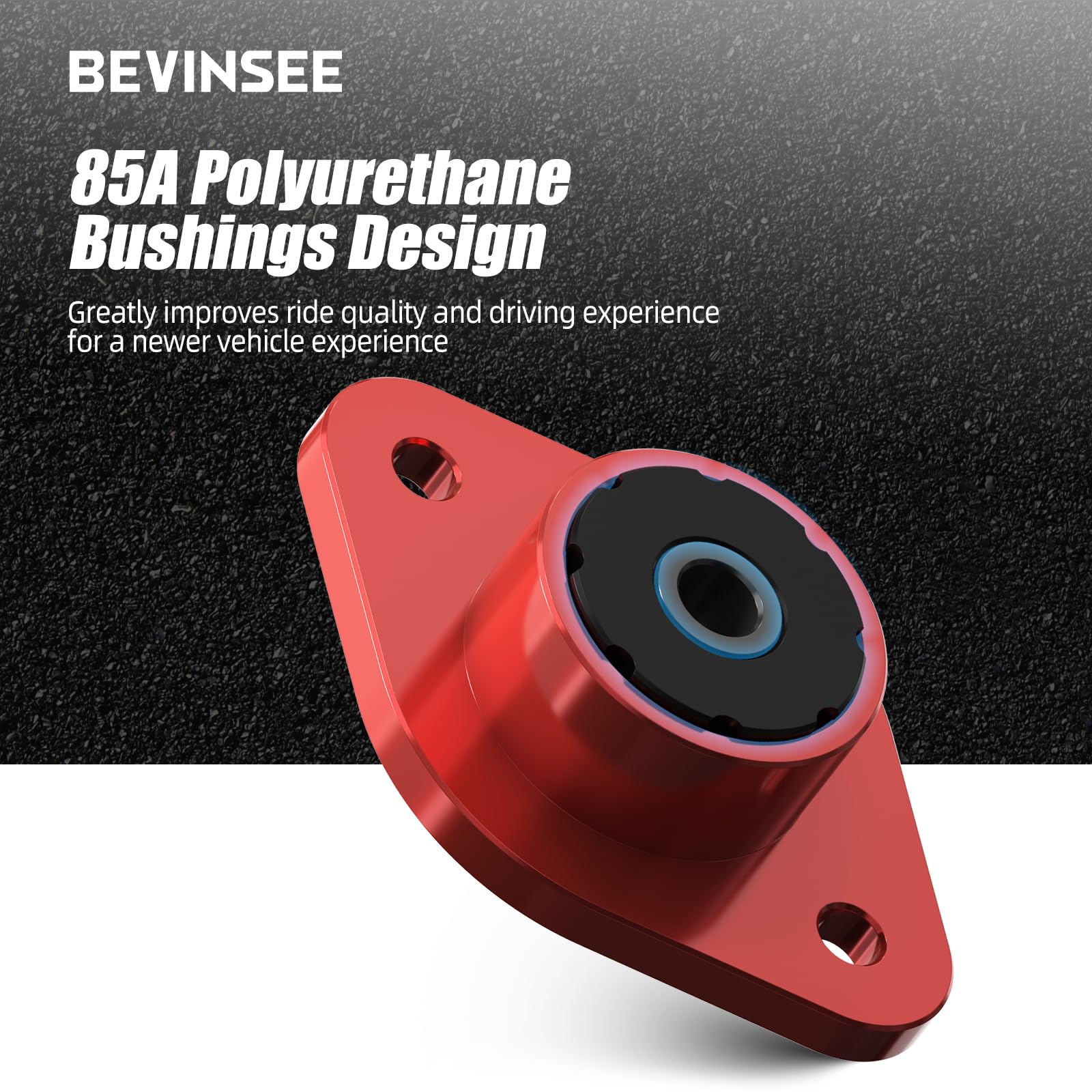 Bevinsee 10 mm Aluminium-Stoßdämpferhalterungen mit Poly-Buchsen, Compatible with E30, E36, E46, E85, E86, Z3, Z4, M3, 320i, 323i, 325i, 328i, 330i, Replacement for 33521092362, 33521137972, Rot