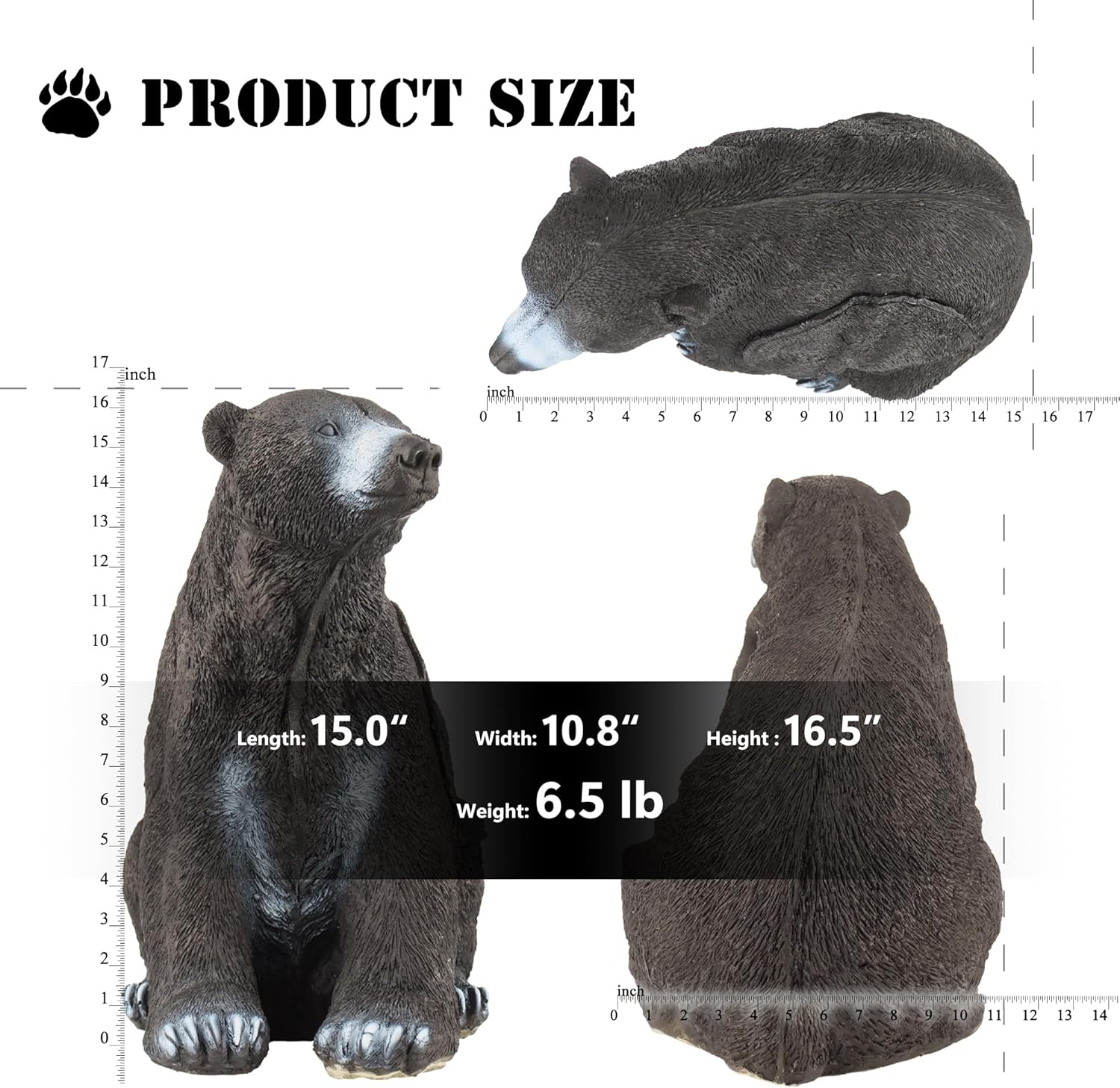 Archery Targets 3D Shooter Black Bear with Replaceable Core Insert and Ground Stakes for Targeting Practice