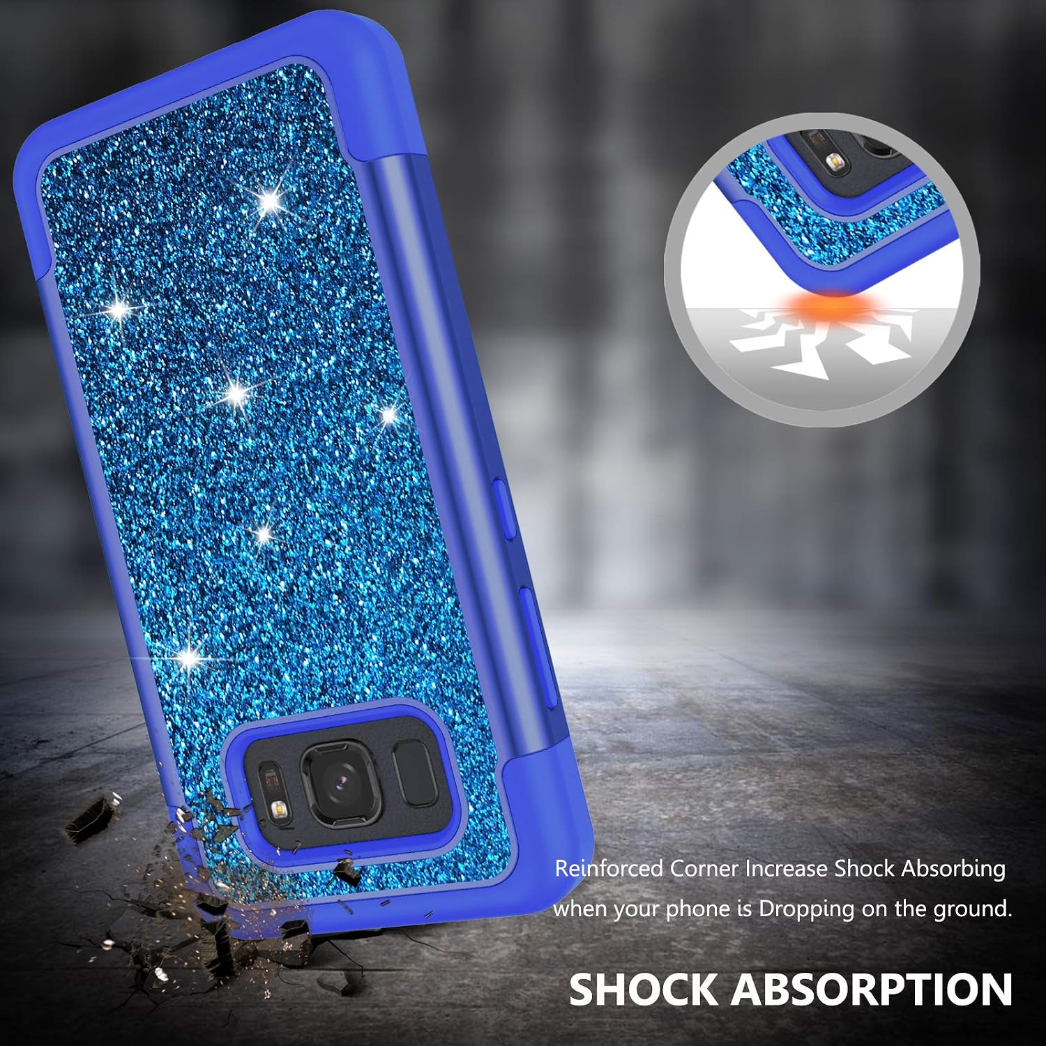 Jeylly for Galaxy S8 Active Case, Galaxy S8 Active Luxury Case, Heavy Duty Dual Layer Hybrid Glitter Bling Cute Girls Women Case Crystal with Diamond Studded Defender Hard Cases Cover
