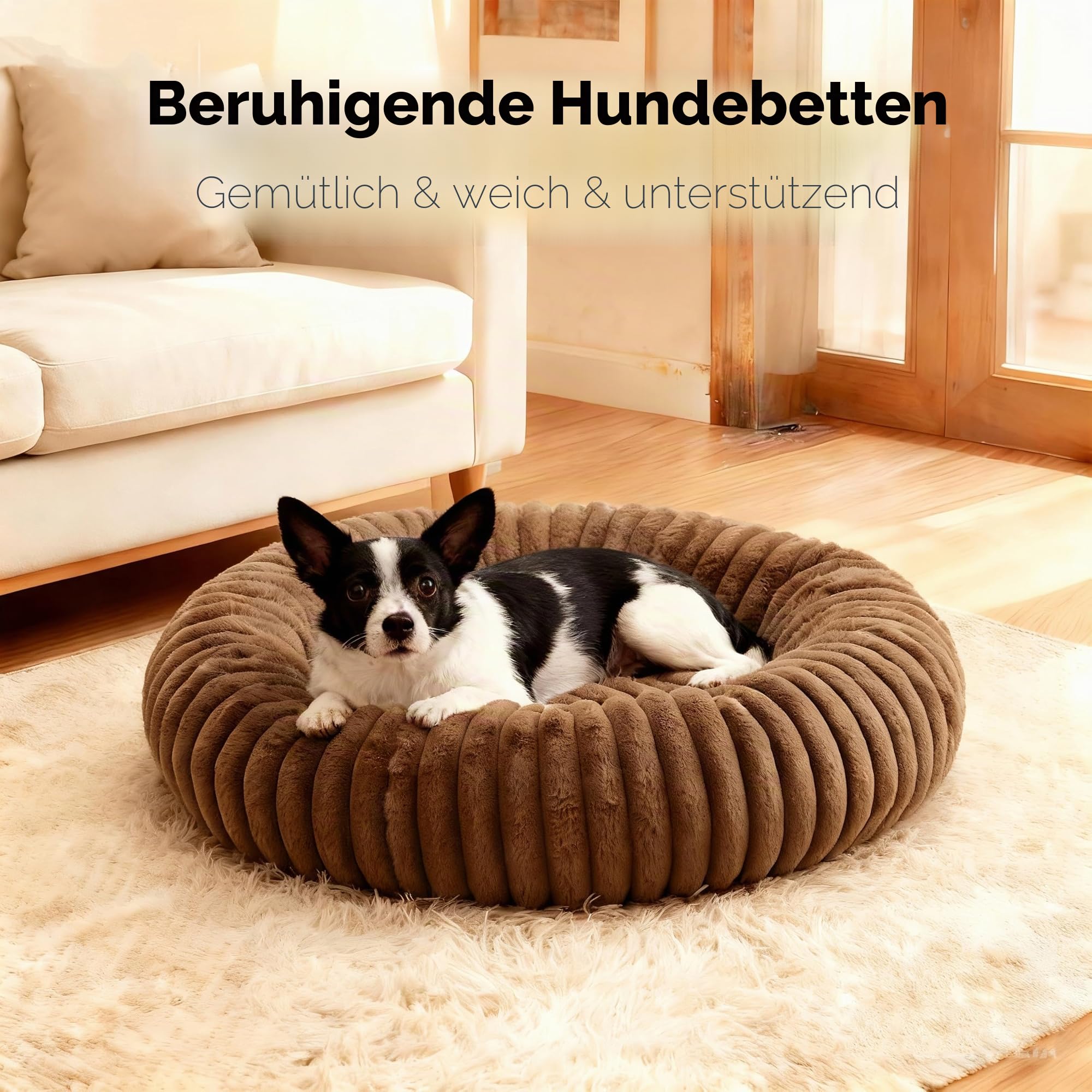 Flauschig Haustierbett Waschbar Hundebett Katzenbett Rund Donut Hundekorb Indoor Katzenkissen Katzenkorb Plüsch Welpenbett Schlafplatz für Katzen Kleine Mittelgroße Hunde