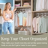 Vista 3 de ZENY Paquete de 100 perchas de plástico blanco para colgar ropa que ahorran espacio, perchas de ropa de larga duración