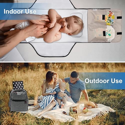 Miniatura 6 de Cambiador de pañales para niños pequeños extra grande de 31 x 24.2 pulgadas con bolsillos de almacenamiento, impermeable, plegable, cambiador