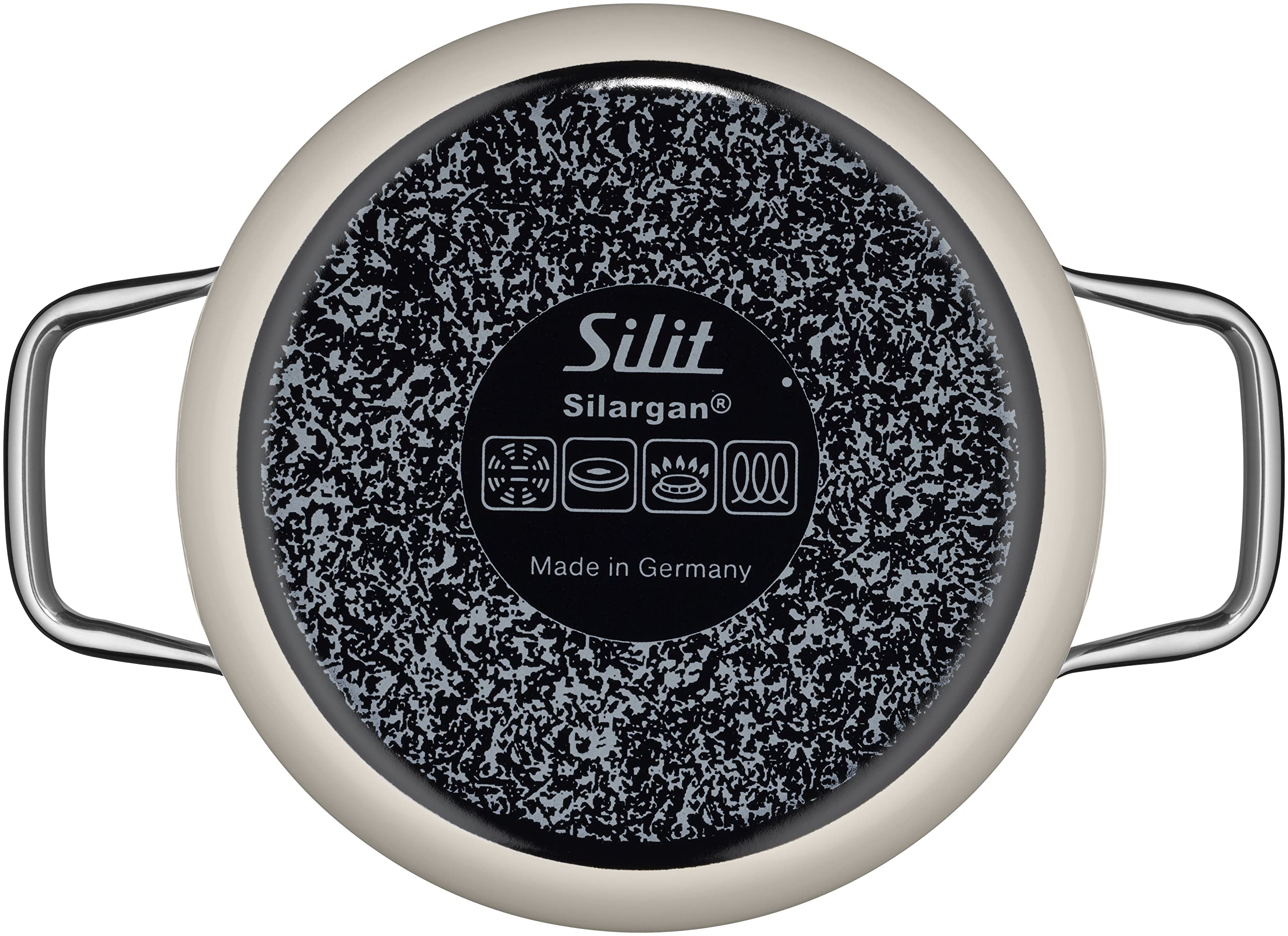 Silit Elegance Line duży garnek do gotowania, 20 cm, szklana pokrywka, garnek do mięsa, indukcja 3,7 l, ceramika funkcyjna Silargan, makadamia