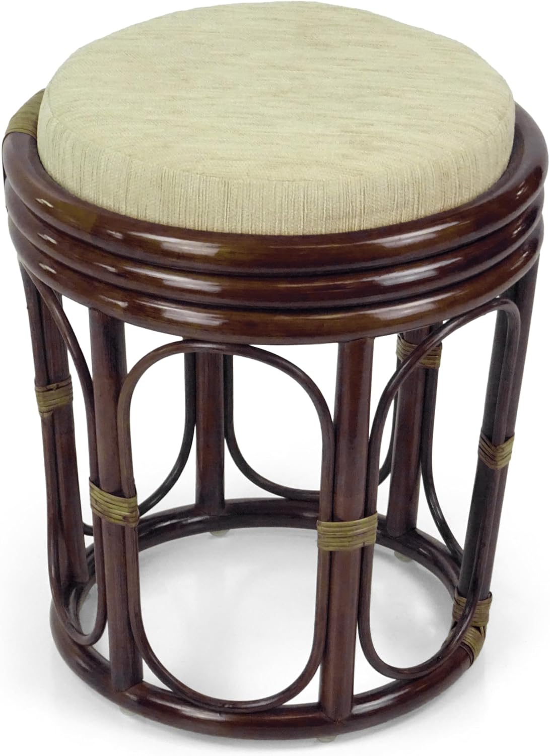Pier Handmade Rattan Wicker Vanity Bedroom Stool Fully Assembled Dark Brown