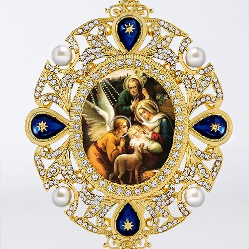 Miniatura 2 de Needzo Natividad de Cristo Bebé Jesús Icono Santuario Relicario Estilo con Cruz 7 Pulgadas
