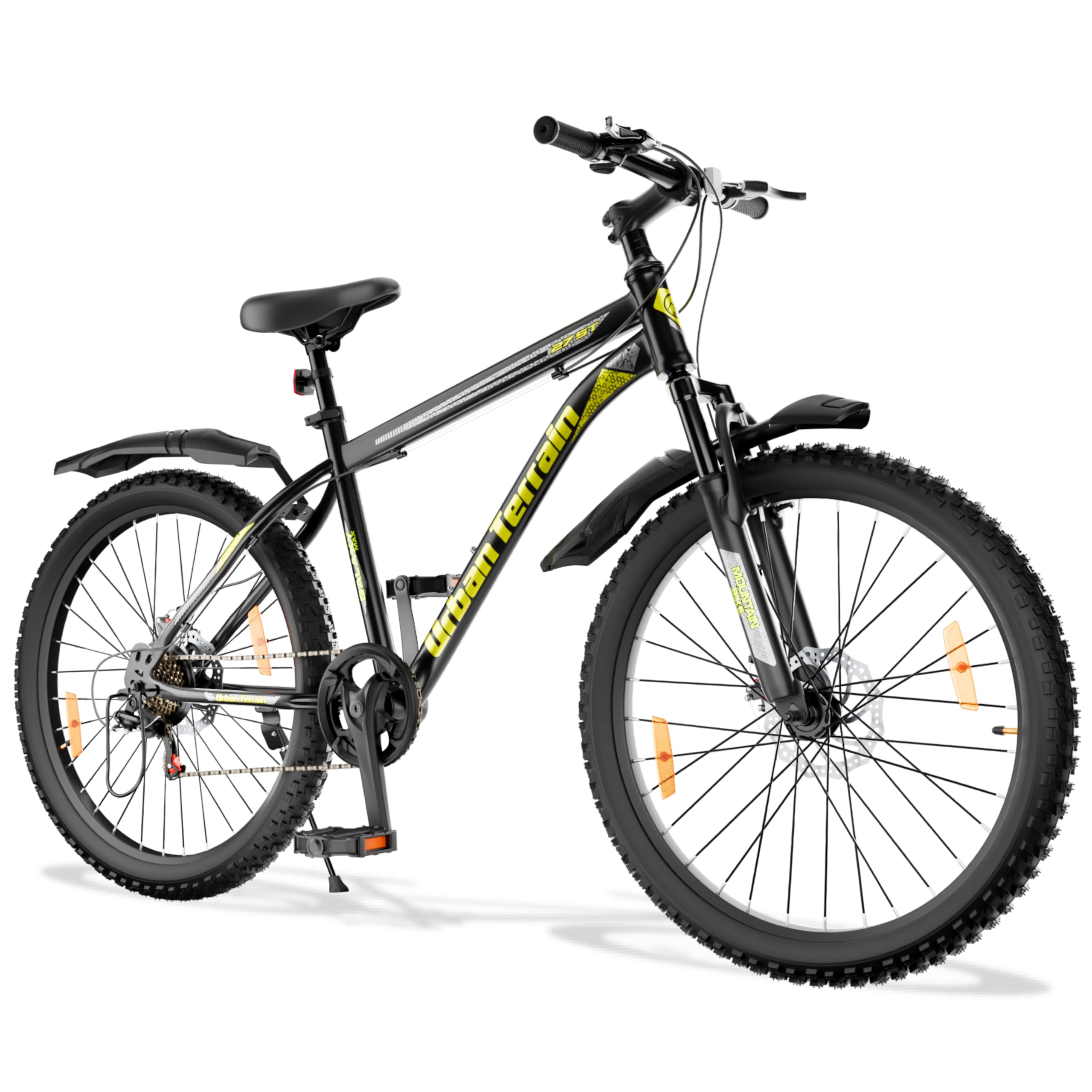 Urban Terrain Galaxy Max 27.5 inch Steel Geared High Performance Mountain Cycles for Men with Front Suspension & Dual Disc Brakes | Ideal for 15+ Years,Unisex, Frame Size : 17 inch (7 Speed, Green)-image-34