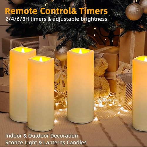 Miniatura 5 de Velas LED sin llama, paquete de 1, vela impermeable para exteriores con control remoto y temporizador, velas falsas de pilar parpadeantes para