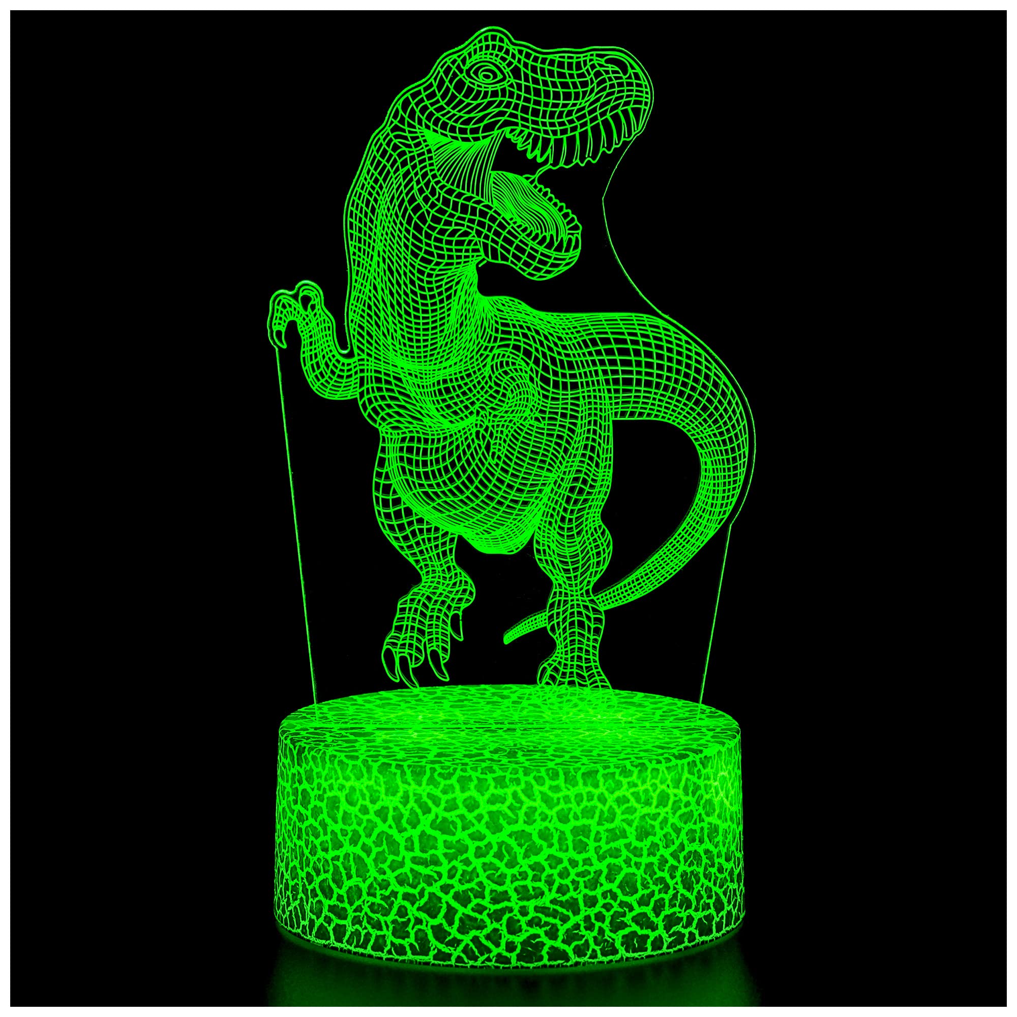 ZNZ 3D Night Light, LED Optical Illusion Touch Mood Lamp with Remote Control, Christmas and Birthday Toy Gifts for Kids Boys Girls Men's Women's, 16 Colors Changing for Table Desk Decor (Dinosaur02)