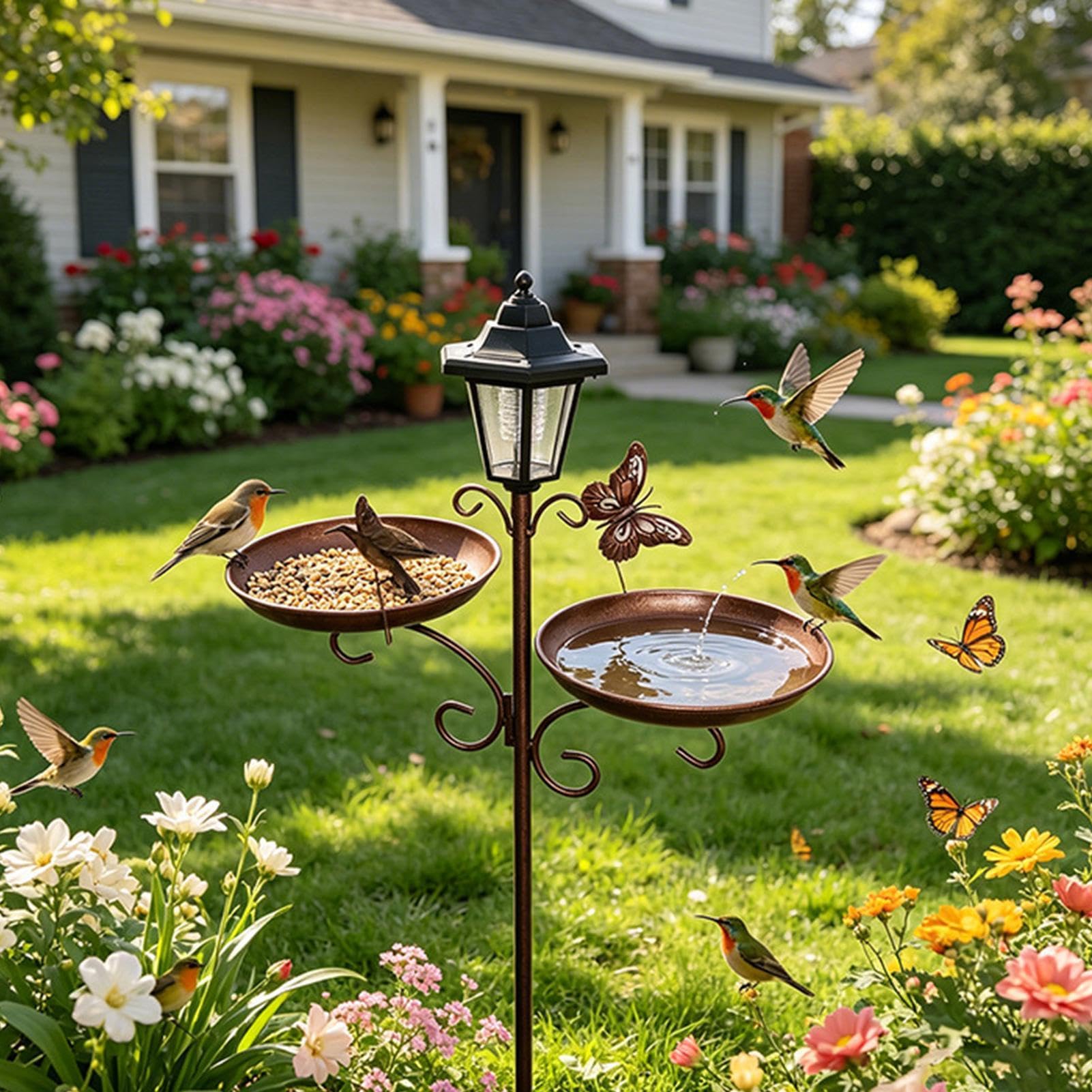 Generico Vasca per con Supporto Alimentazione con Luce Solare a LED | Alimentatore Grande Capacità Per Giardino Esterno Cortile Prato Terrazza Patio Balcone Finestra