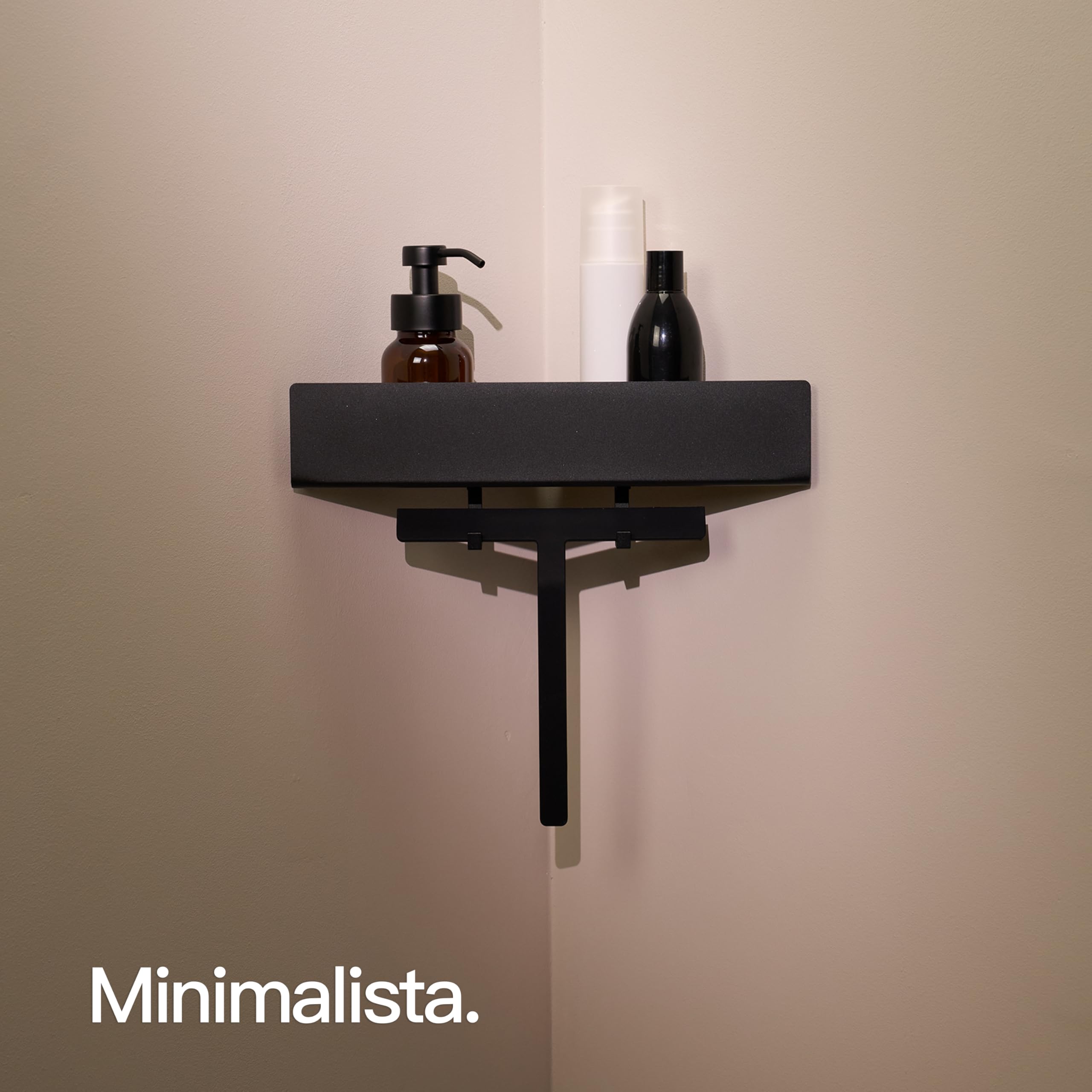 Mensola Doccia Senza Foratura - Portasapone Adesivo Con 2 Ganci, Nero 30 Cm - Foto 5