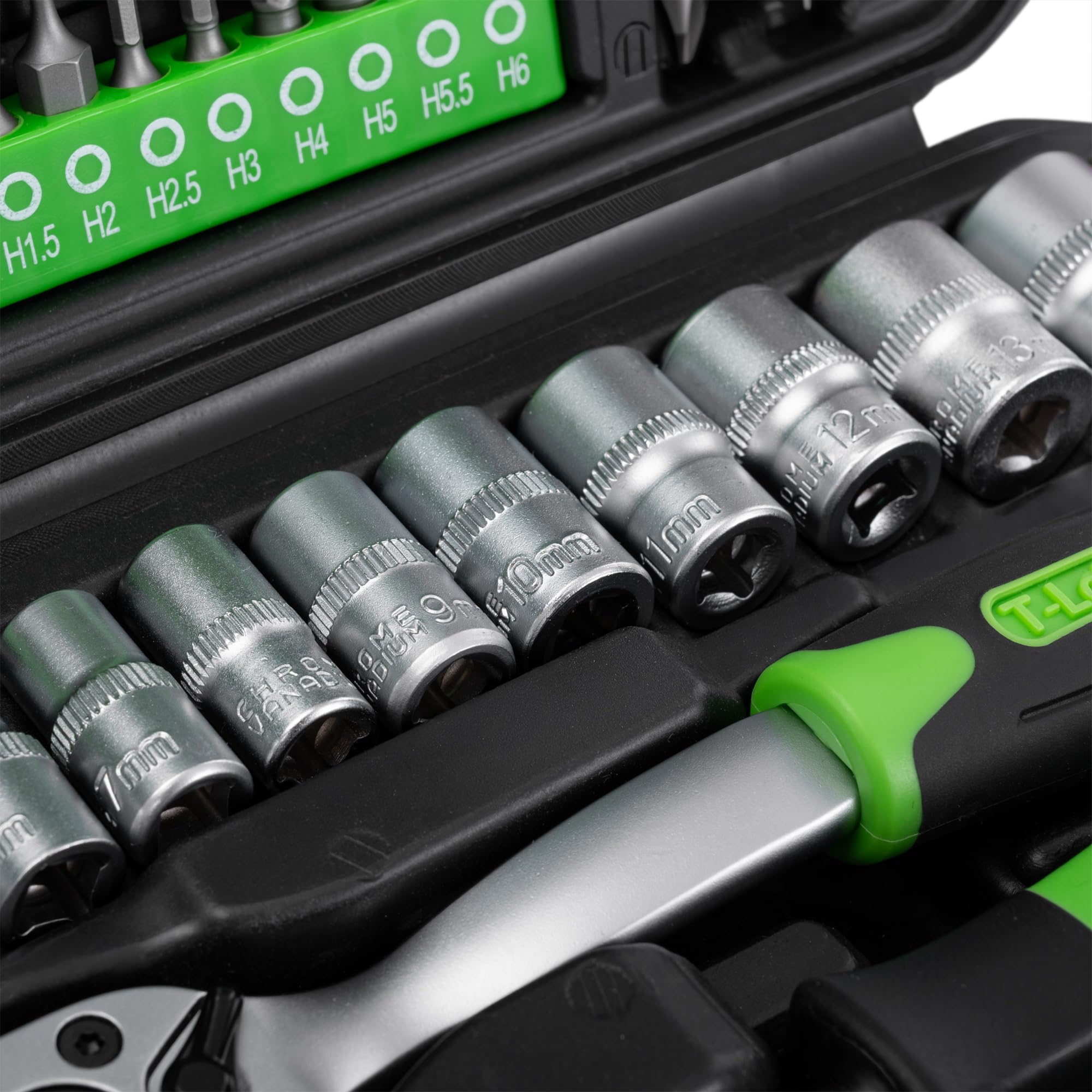 130pcs Professional Complete Tool Case | Ideal Small Size Car | With Socket Set, Screwdriver Bits and Ratchet | Chrome Vanadium — view 8