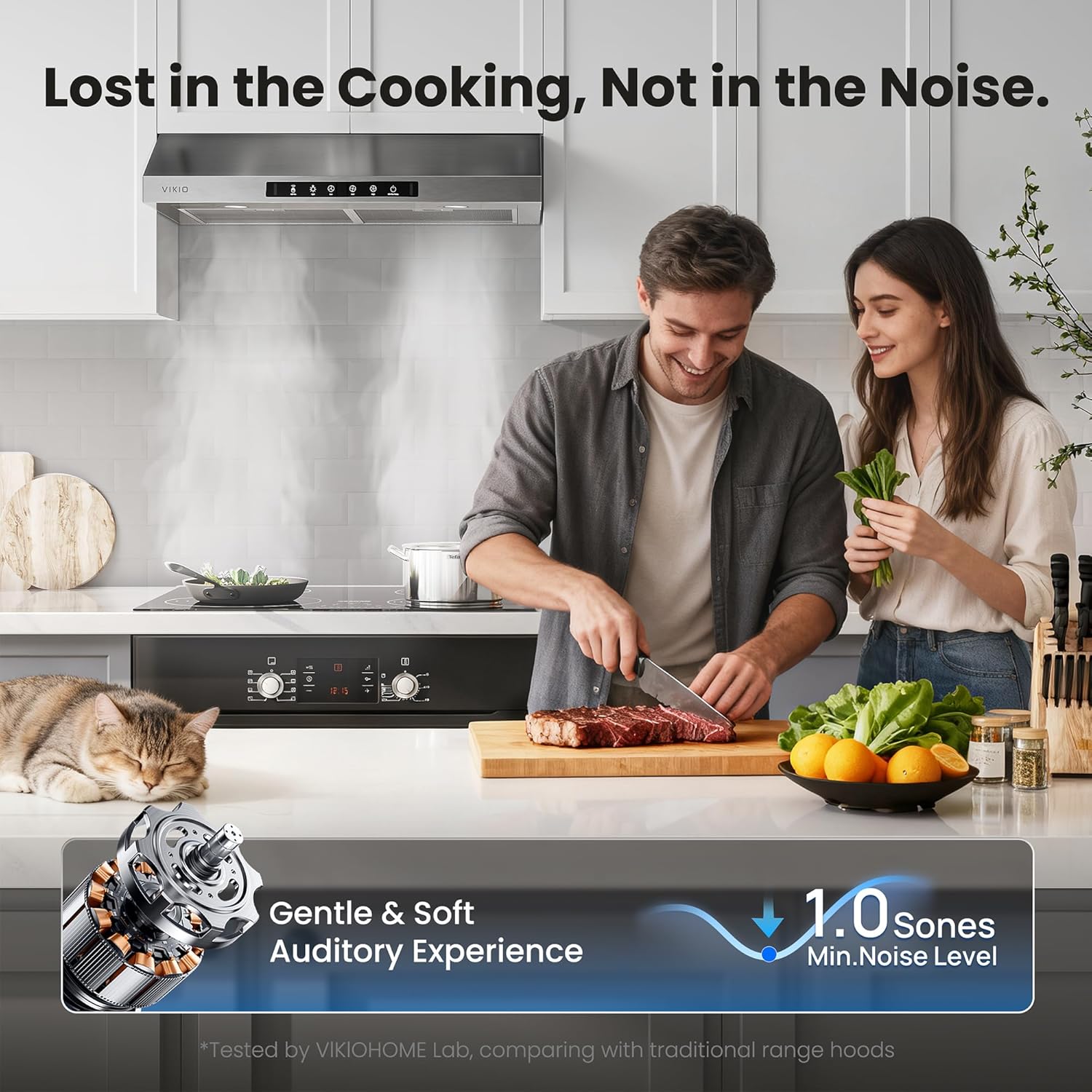 VIKIO HOME 30 Inch Under Cabinet Range Hood, 900CFM Fast Venting Ducted, Kitchen Hood With 3 Speed Gesture Sensing & Touch Control, Stainless Steel Stove Vent Hood With Reusable 5-Layer Baffle Filters