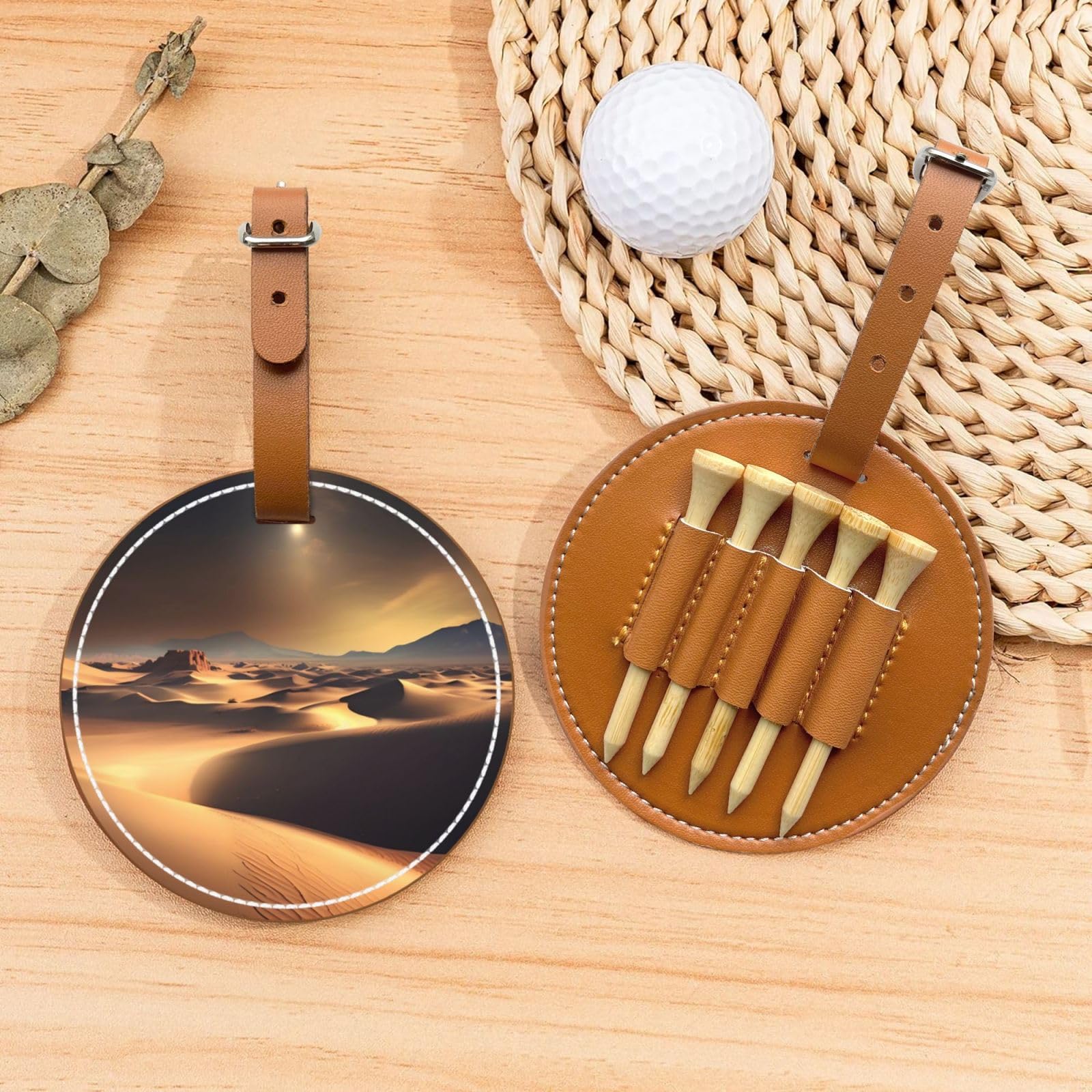Sahara Desert Brown Printed Golf tee Storage Bag - Portable Design, Easy to Organize tee