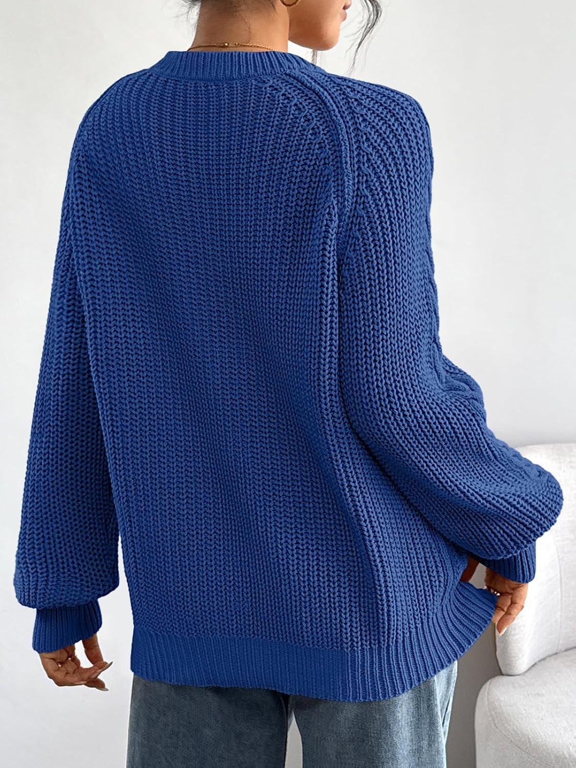 Trendy Queen Women's Oversized Cable Knit Crewneck Fall Pullover Sweaters - Image 4