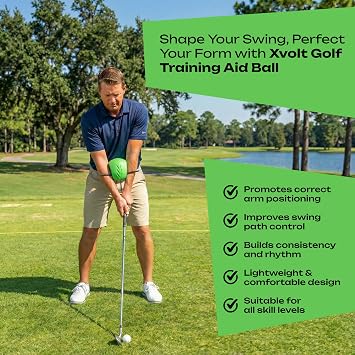 Golf Training Aid Ball - Compression Golf Connection Ball Between Arms - Posture Correction Swing Trainer & Alignment Practice - Helps Train Proper Swing Mechanics & Arm Structure