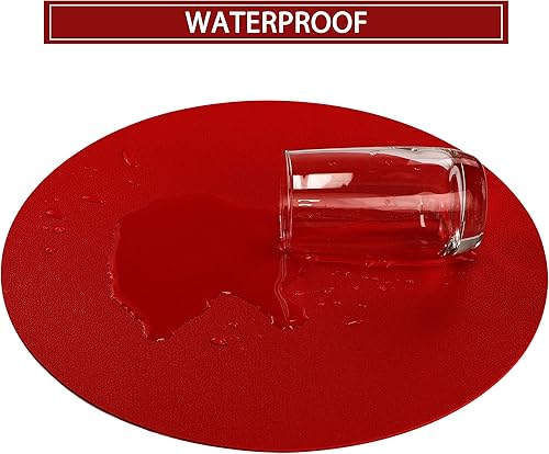 Miniatura 3 de Manteles individuales y posavasos lavables de cuero, impermeables, resistentes al calor, fáciles de limpiar, para mesa de comedor, mesa de cocina