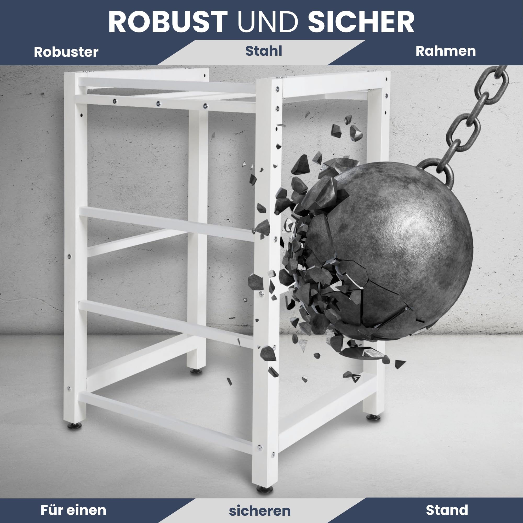DELUKE Waschmaschinengestell KAMED Stahl 105x75x62cm Universal Weiß