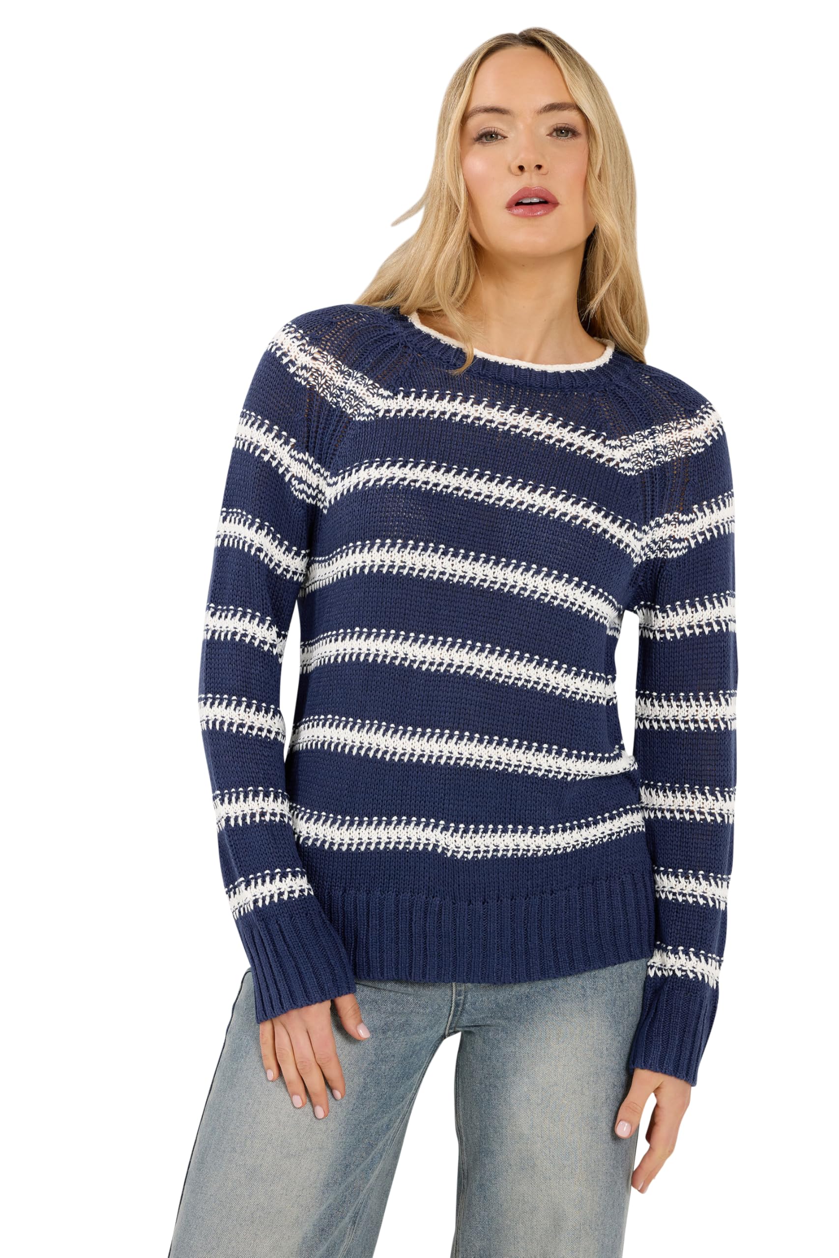 Long Tall Sally - LTS Tall Blue & White Stripe Knit Jumper - Women's